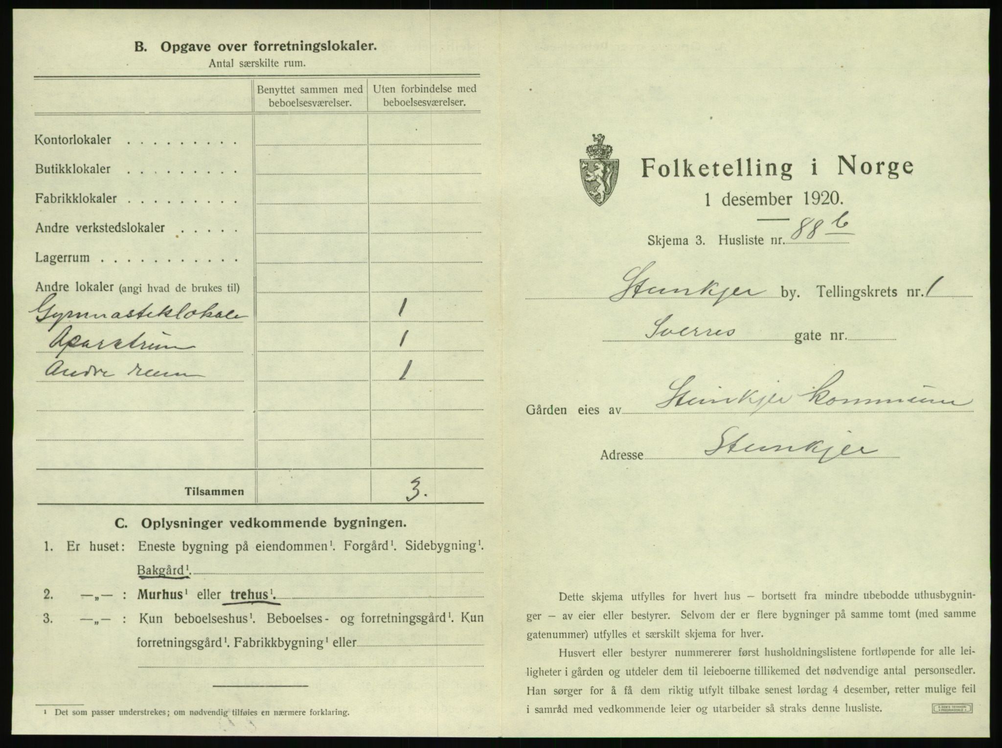 SAT, Folketelling 1920 for 1702 Steinkjer ladested, 1920, s. 242