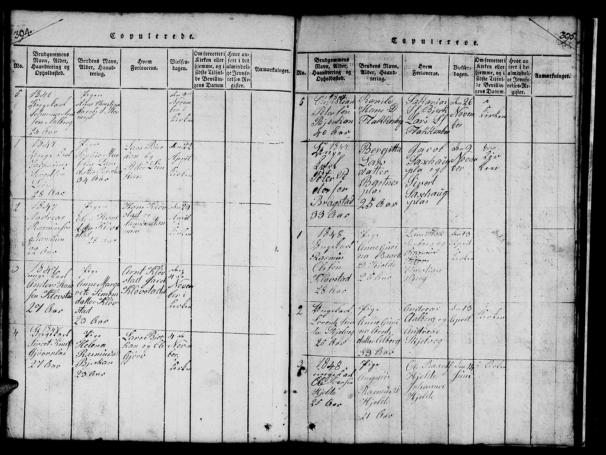 Ministerialprotokoller, klokkerbøker og fødselsregistre - Nord-Trøndelag, SAT/A-1458/732/L0317: Klokkerbok nr. 732C01, 1816-1881, s. 394-395