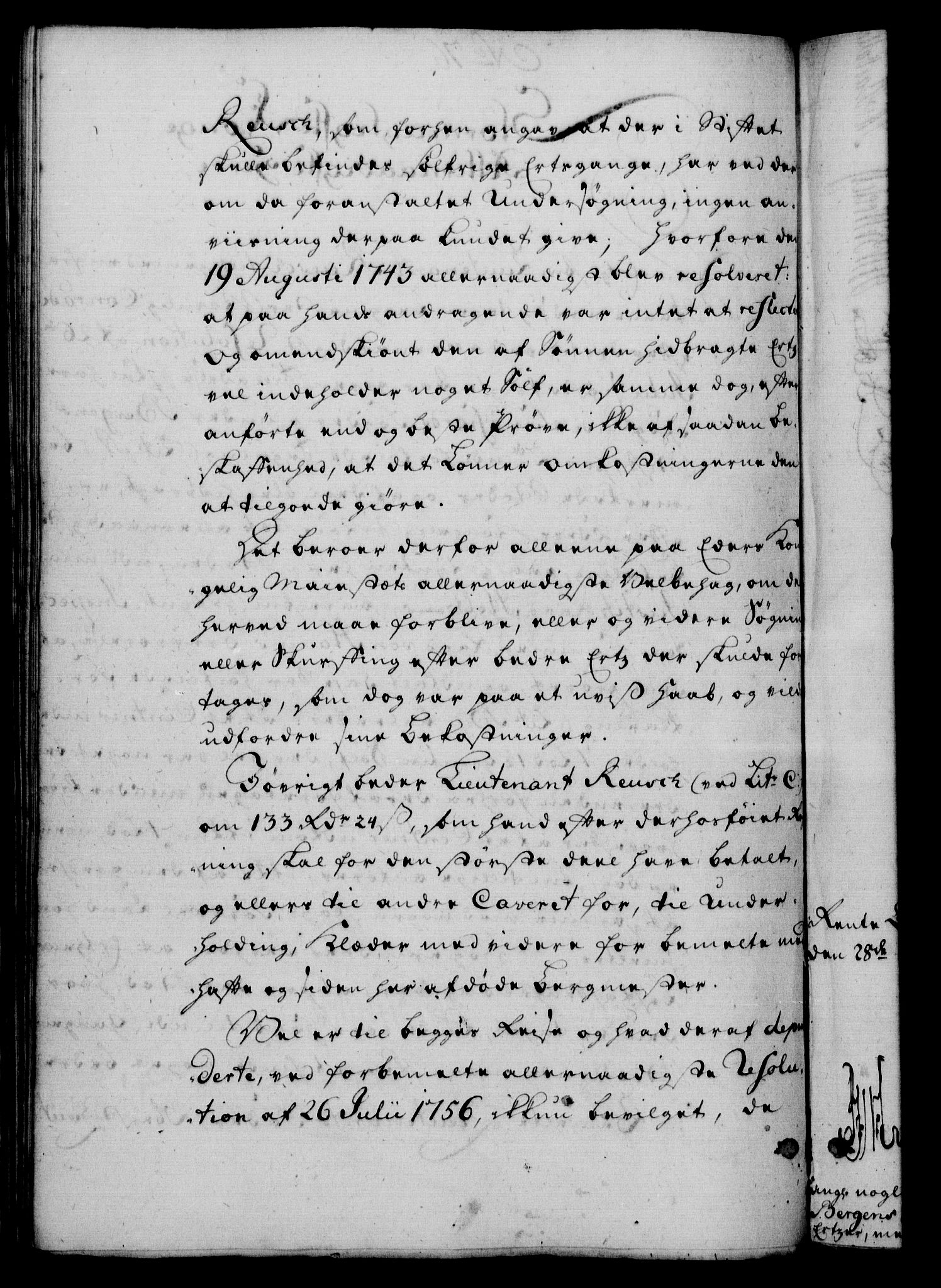 Rentekammeret, Kammerkanselliet, RA/EA-3111/G/Gf/Gfa/L0039: Norsk relasjons- og resolusjonsprotokoll (merket RK 52.39), 1757, s. 453