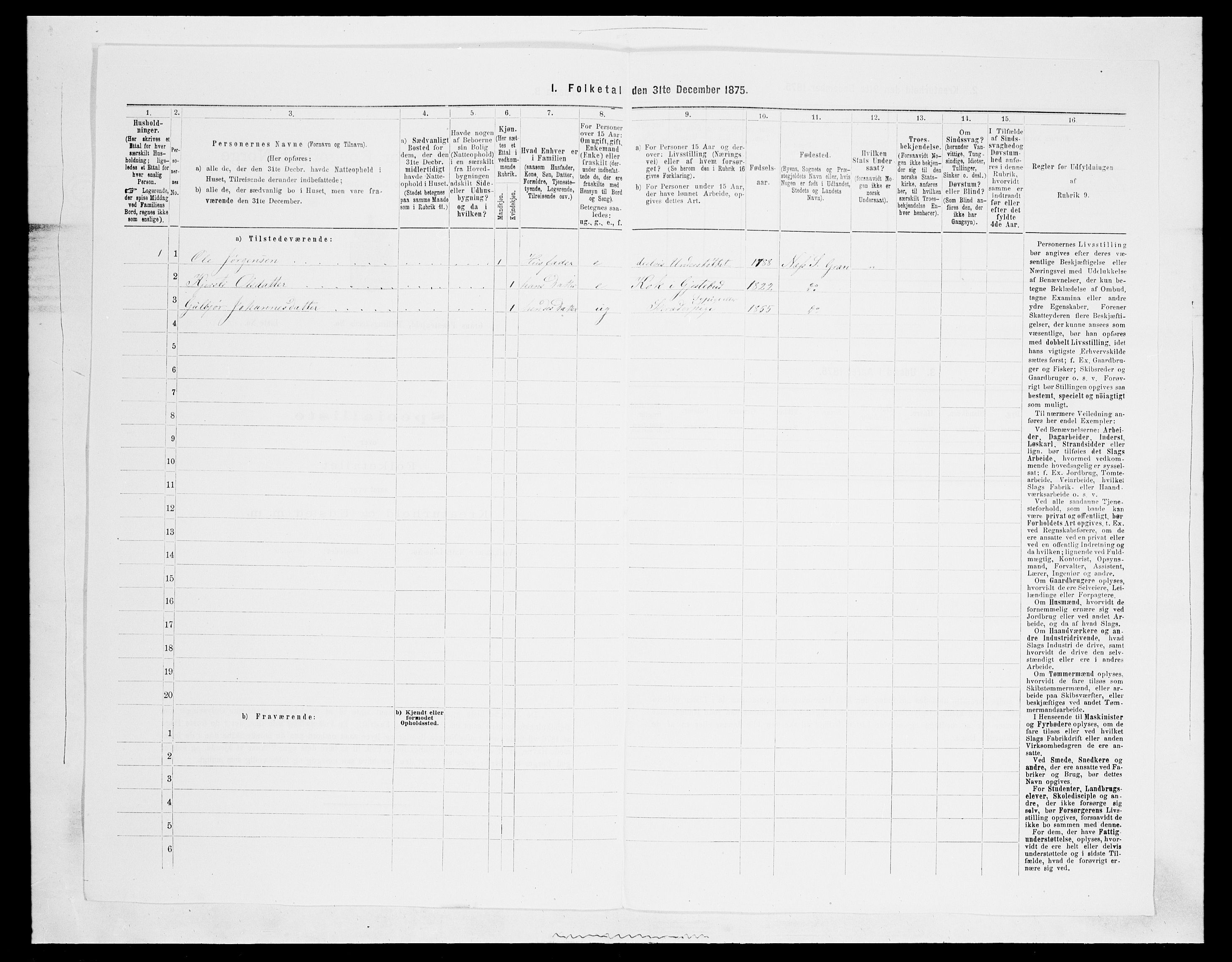 SAH, Folketelling 1875 for 0534P Gran prestegjeld, 1875, s. 447