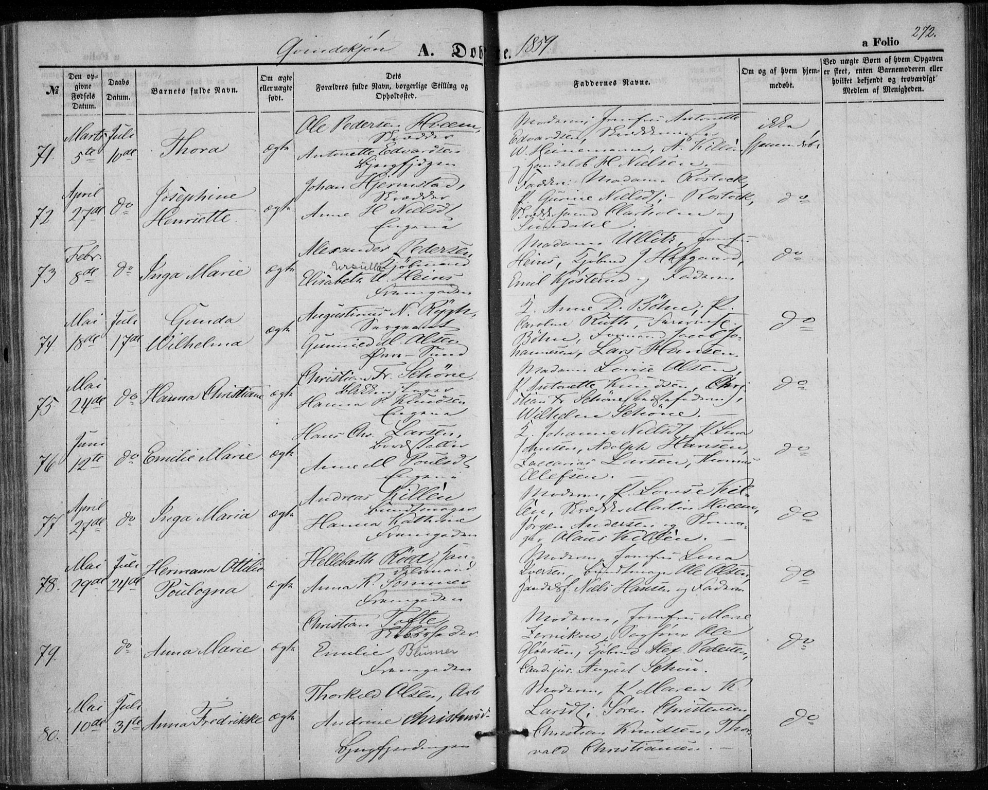 Bragernes kirkebøker, AV/SAKO-A-6/F/Fb/L0002: Ministerialbok nr. II 2, 1848-1859, s. 272