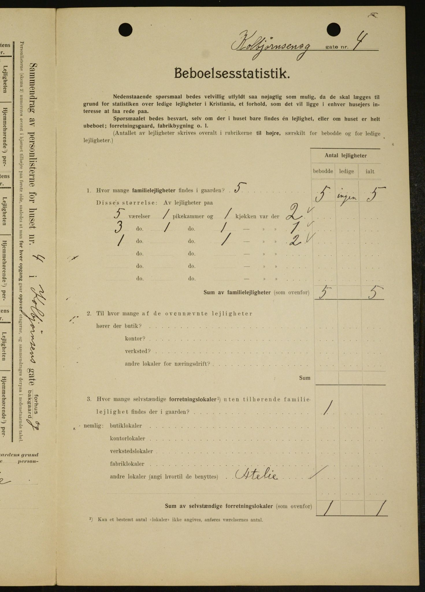 OBA, Kommunal folketelling 1.2.1909 for Kristiania kjøpstad, 1909, s. 11675