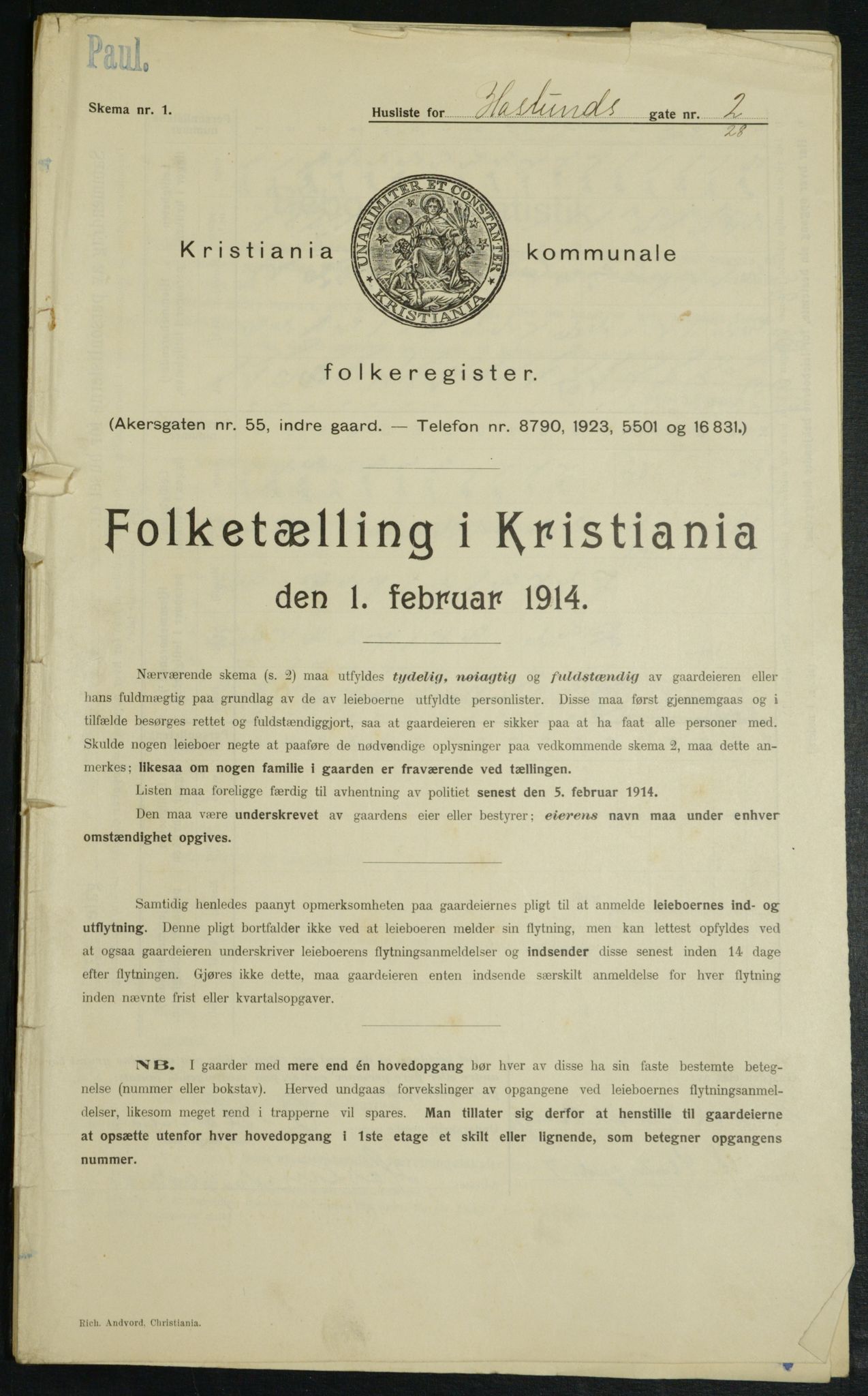 OBA, Kommunal folketelling 1.2.1914 for Kristiania, 1914, s. 26855