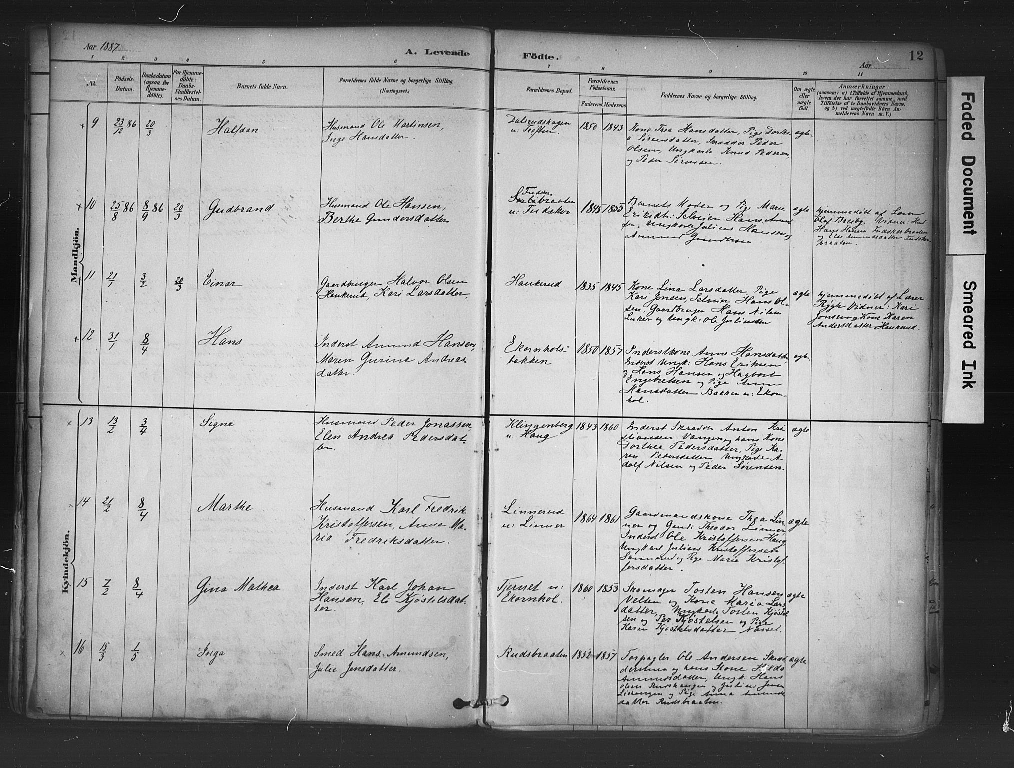 Nord-Odal prestekontor, SAH/PREST-032/H/Ha/Haa/L0006: Ministerialbok nr. 6, 1886-1901, s. 12