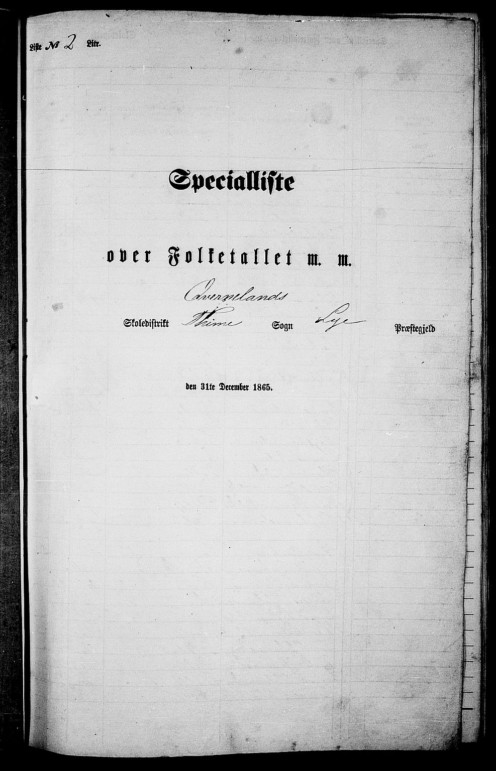 RA, Folketelling 1865 for 1121P Lye prestegjeld, 1865, s. 32