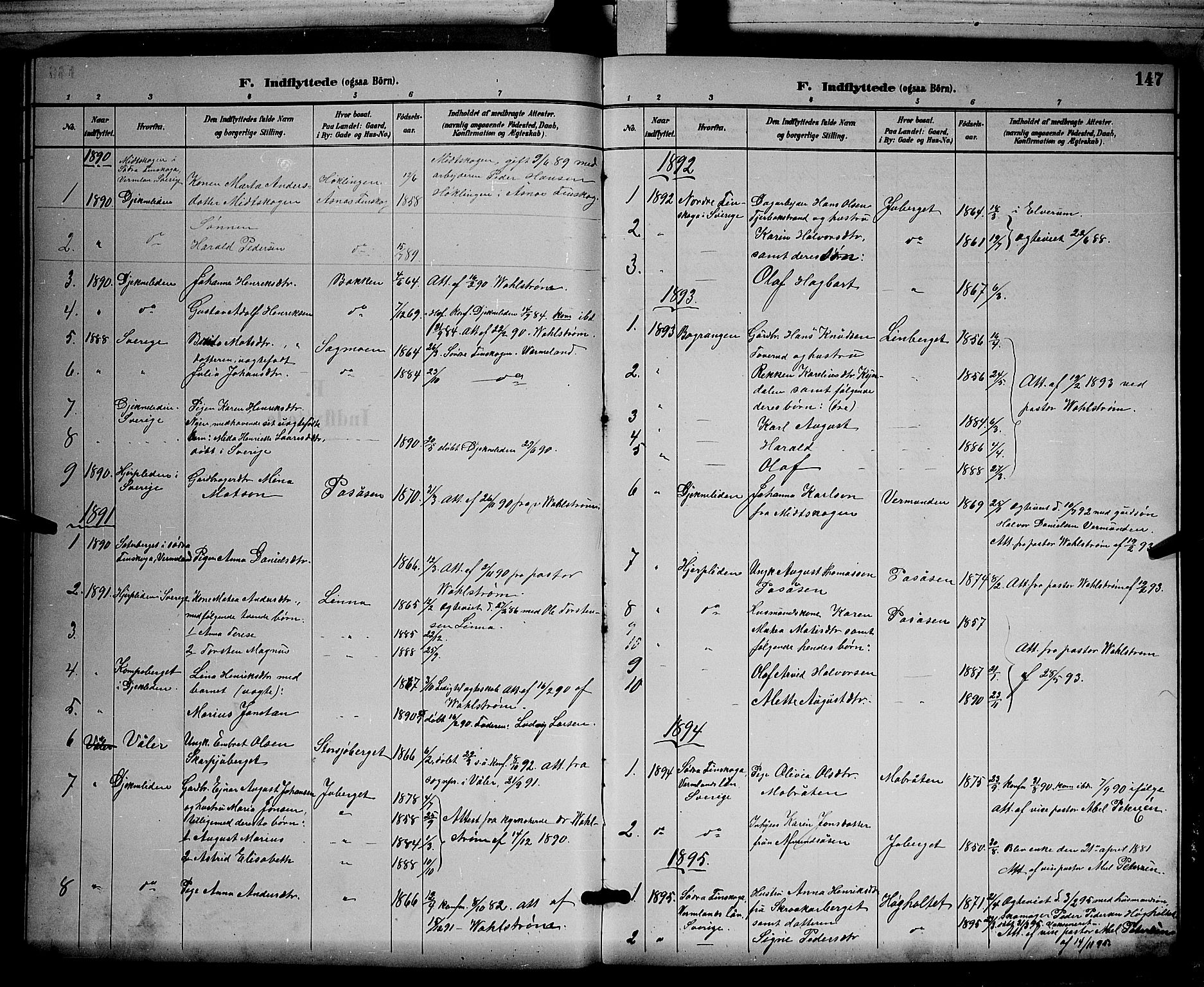 Åsnes prestekontor, AV/SAH-PREST-042/H/Ha/Hab/L0003: Klokkerbok nr. 3, 1890-1902, s. 147