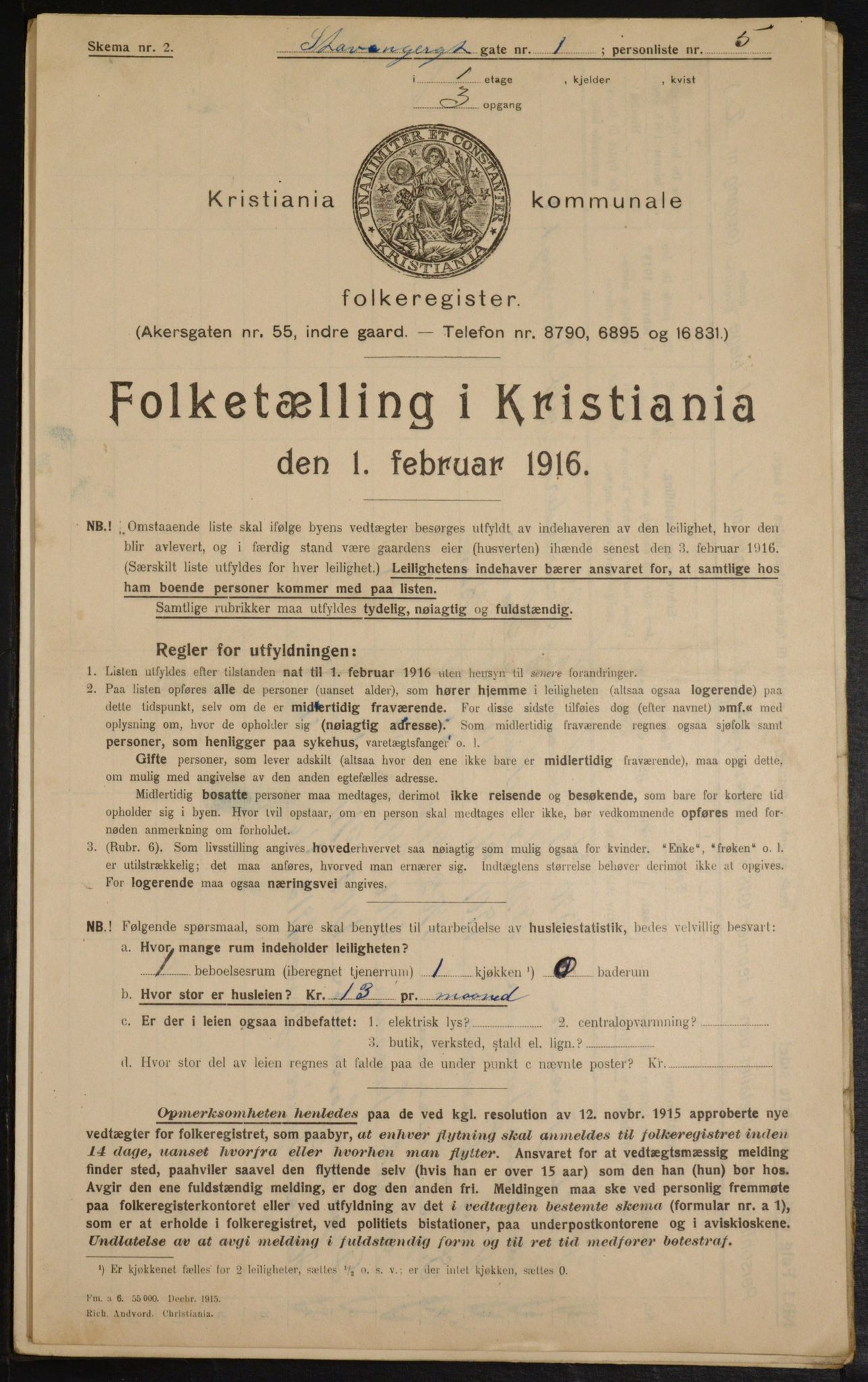 OBA, Kommunal folketelling 1.2.1916 for Kristiania, 1916, s. 103281