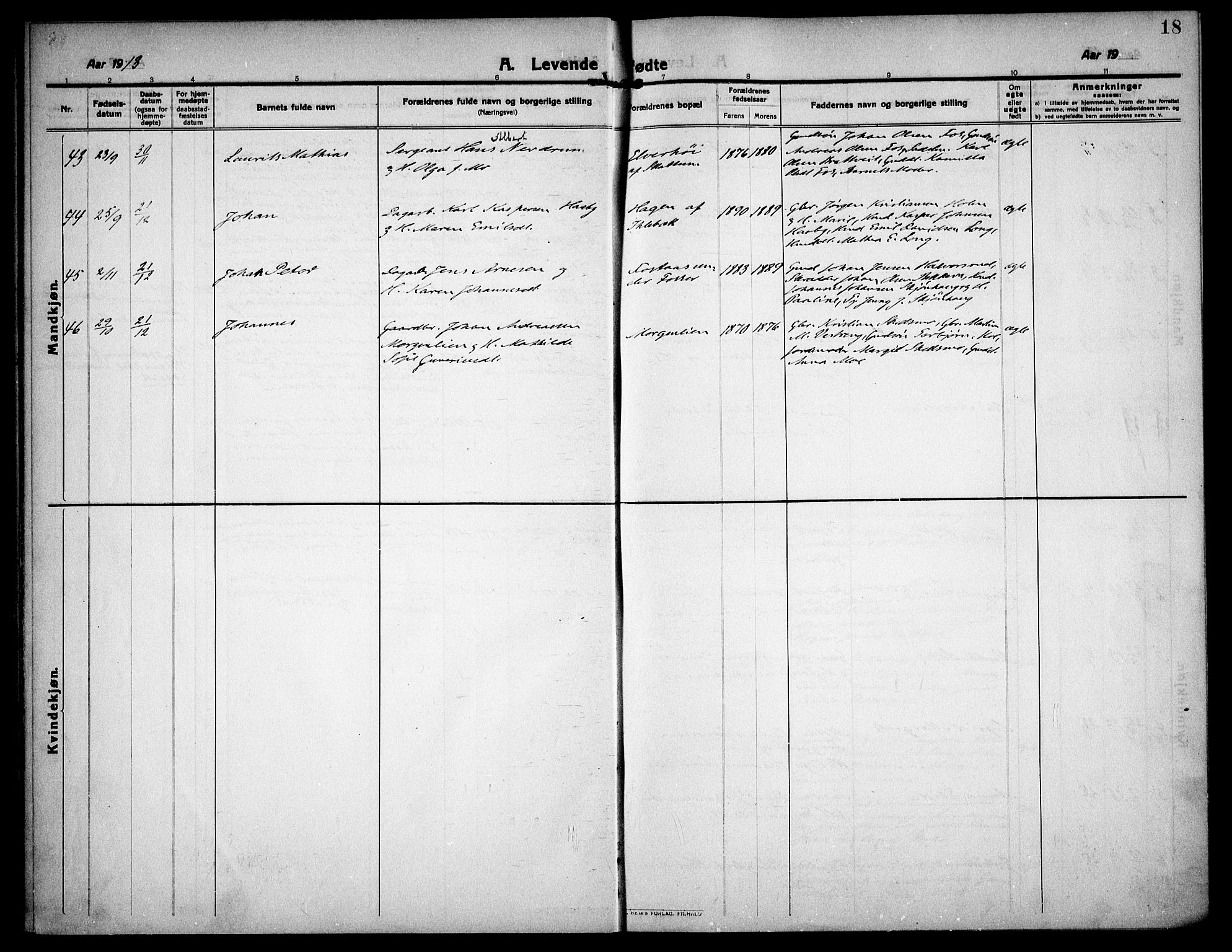 Høland prestekontor Kirkebøker, AV/SAO-A-10346a/F/Fa/L0016: Ministerialbok nr. I 16, 1912-1921, s. 18