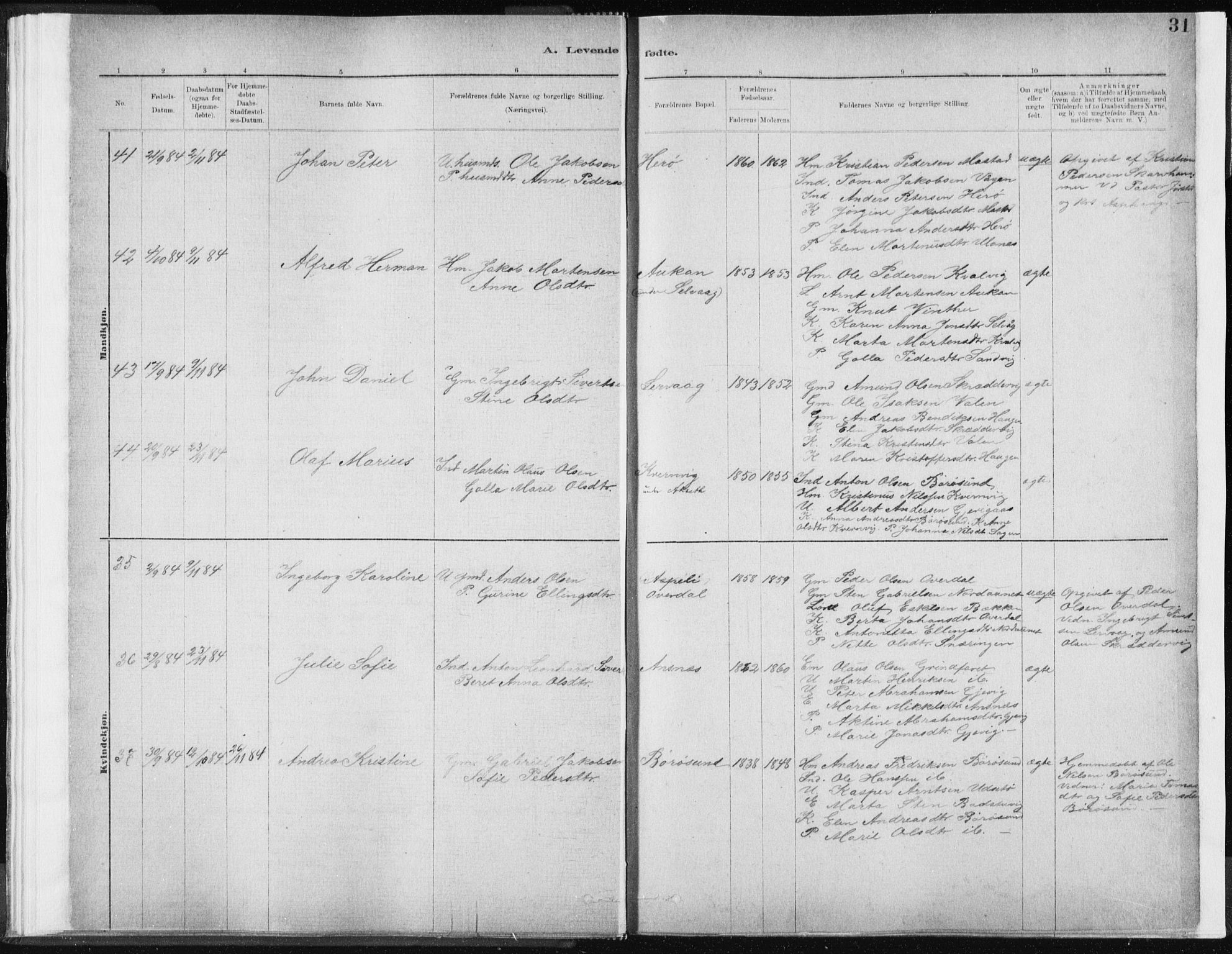 Ministerialprotokoller, klokkerbøker og fødselsregistre - Sør-Trøndelag, SAT/A-1456/637/L0558: Ministerialbok nr. 637A01, 1882-1899, s. 31