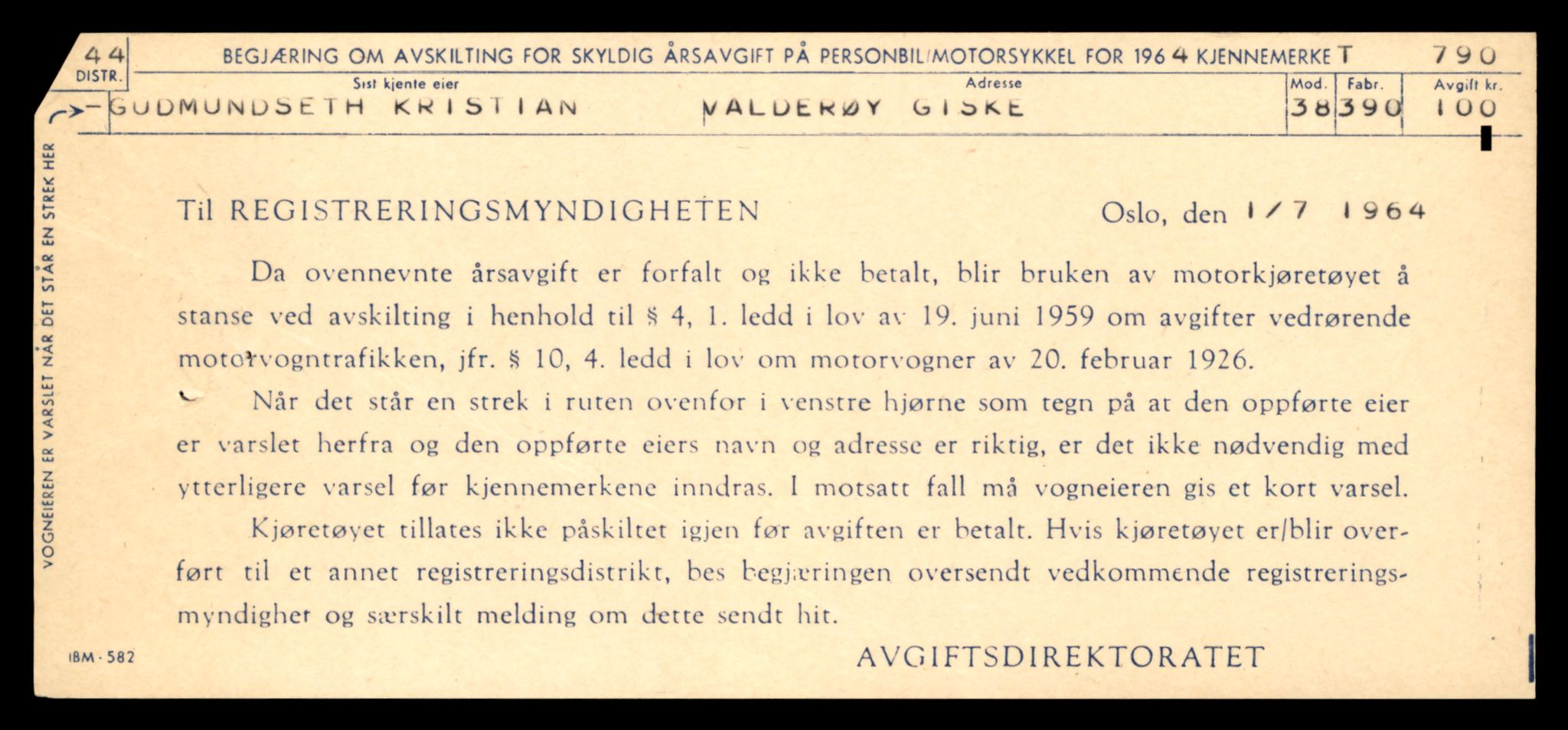 Møre og Romsdal vegkontor - Ålesund trafikkstasjon, SAT/A-4099/F/Fe/L0008: Registreringskort for kjøretøy T 747 - T 894, 1927-1998, s. 1368