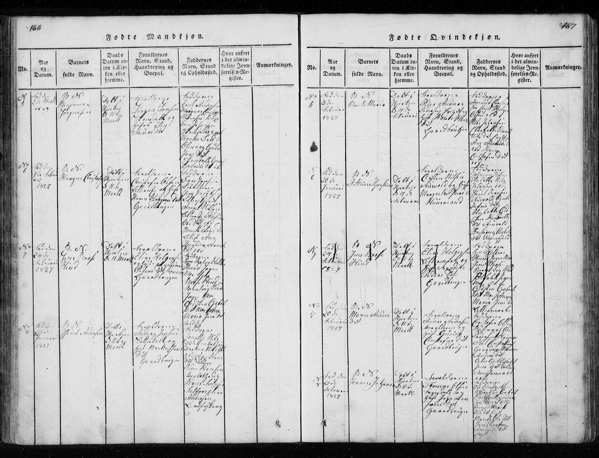 Ministerialprotokoller, klokkerbøker og fødselsregistre - Nordland, AV/SAT-A-1459/827/L0412: Klokkerbok nr. 827C01, 1820-1841, s. 166-167