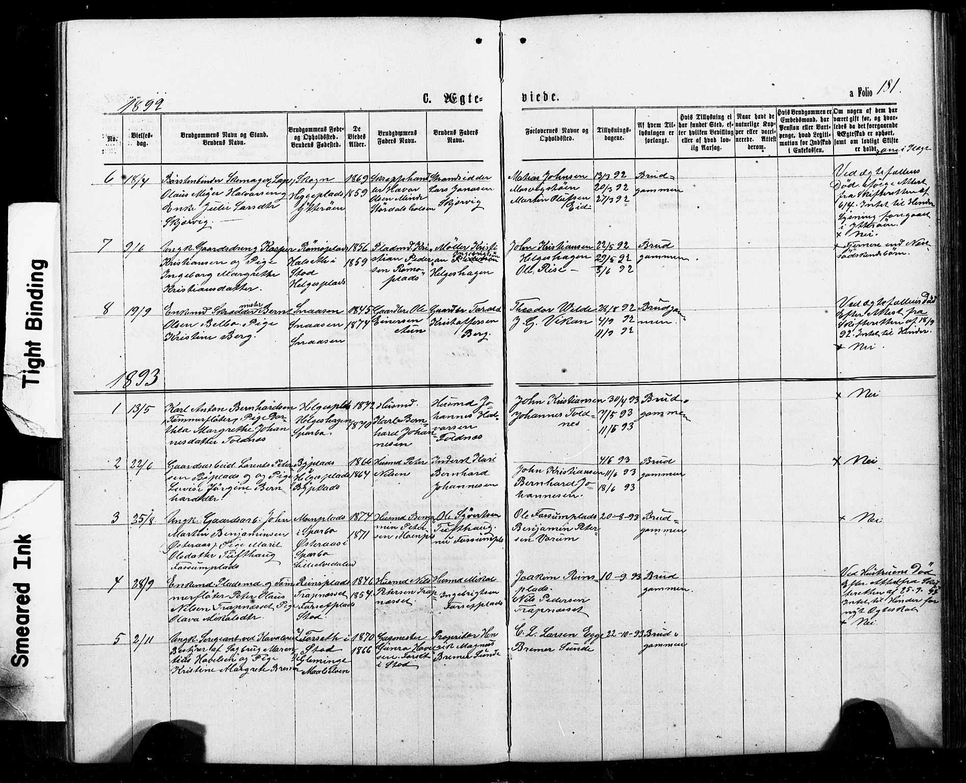 Ministerialprotokoller, klokkerbøker og fødselsregistre - Nord-Trøndelag, SAT/A-1458/740/L0380: Klokkerbok nr. 740C01, 1868-1902, s. 181