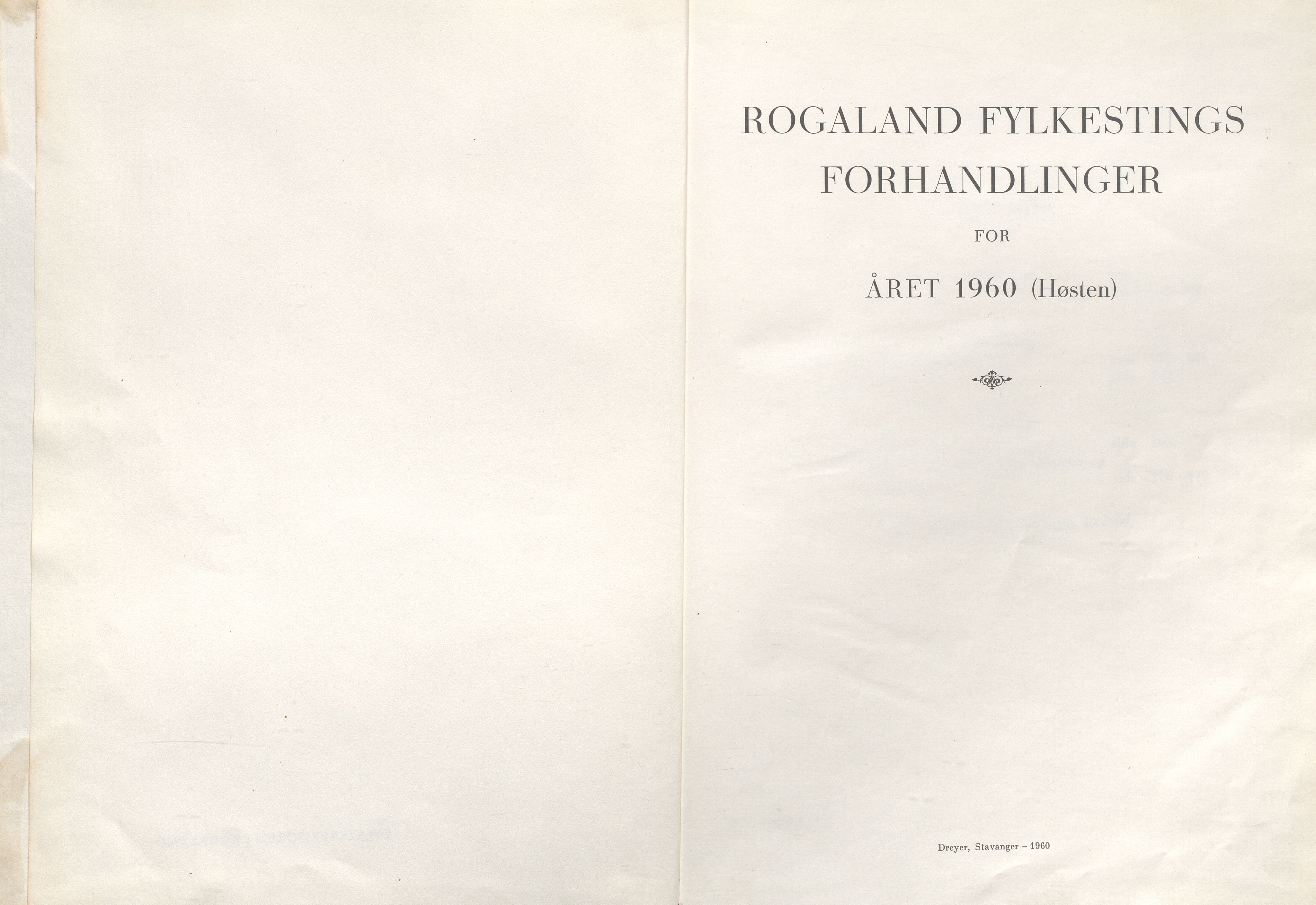Rogaland fylkeskommune - Fylkesrådmannen , IKAR/A-900/A/Aa/Aaa/L0080: Møtebok , 1960