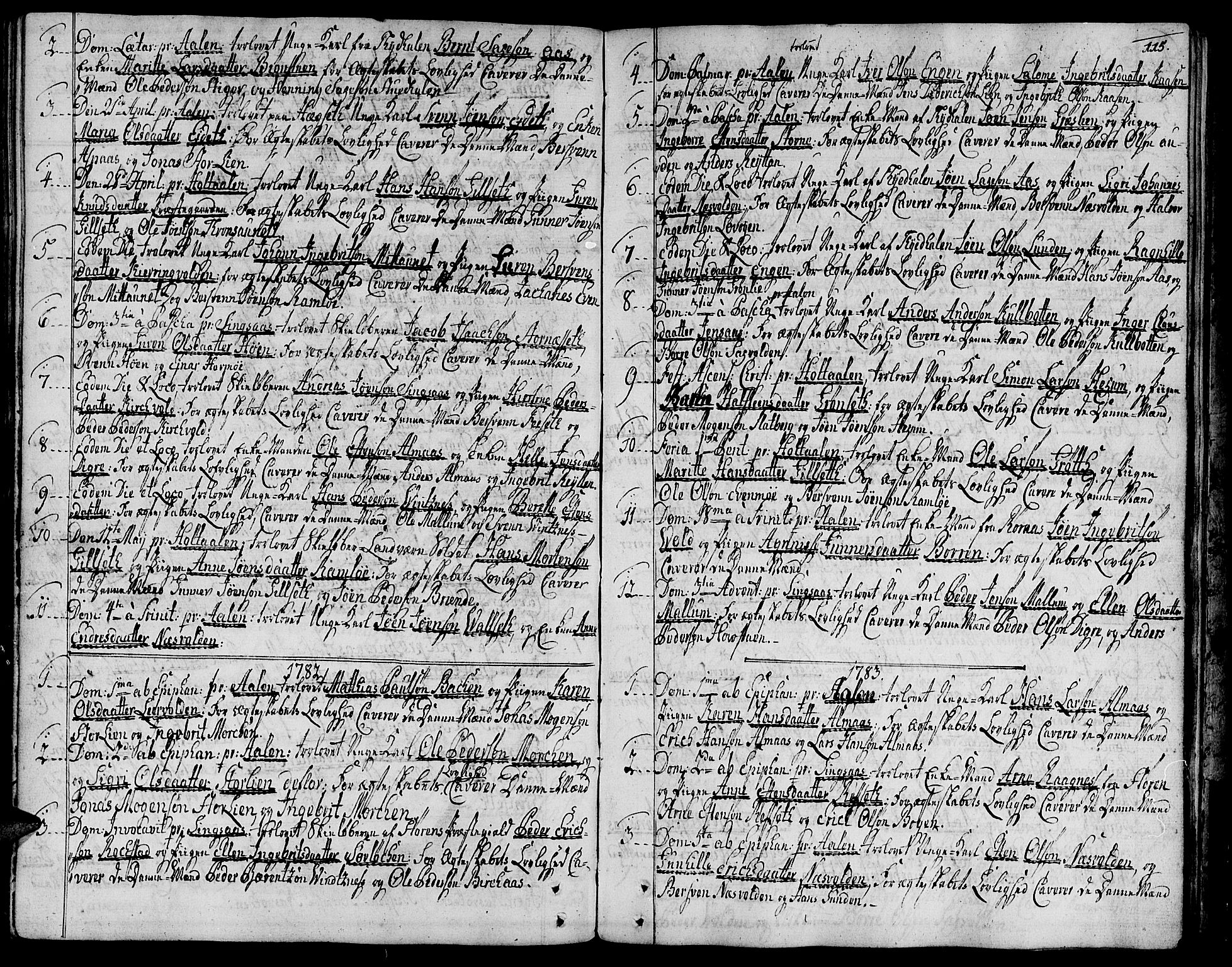 Ministerialprotokoller, klokkerbøker og fødselsregistre - Sør-Trøndelag, AV/SAT-A-1456/685/L0952: Ministerialbok nr. 685A01, 1745-1804, s. 115