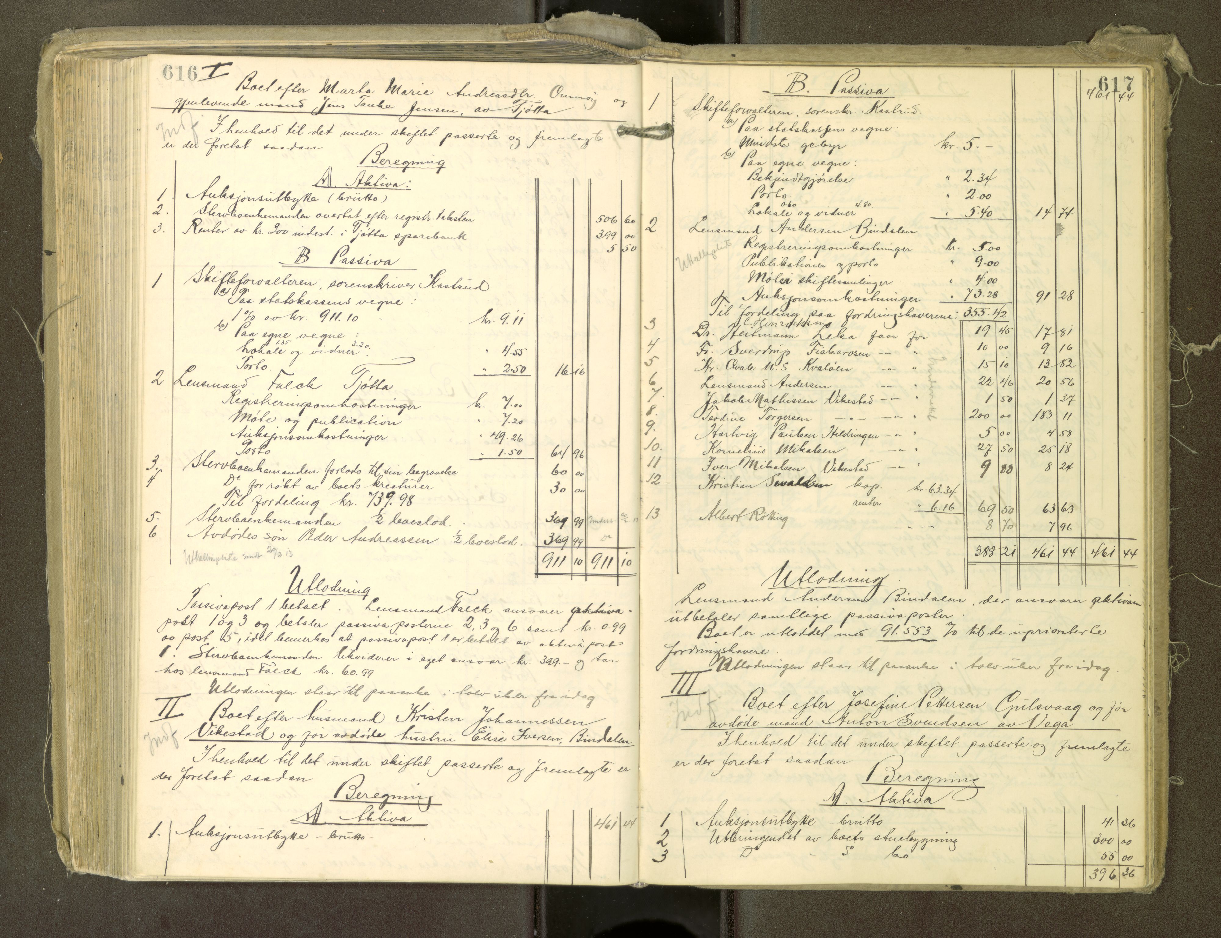 Søndre Helgeland sorenskriveri, AV/SAT-A-4575/1/3/3A/L0008: Skifteutlodningsprot., 1908-1913, s. 616-617