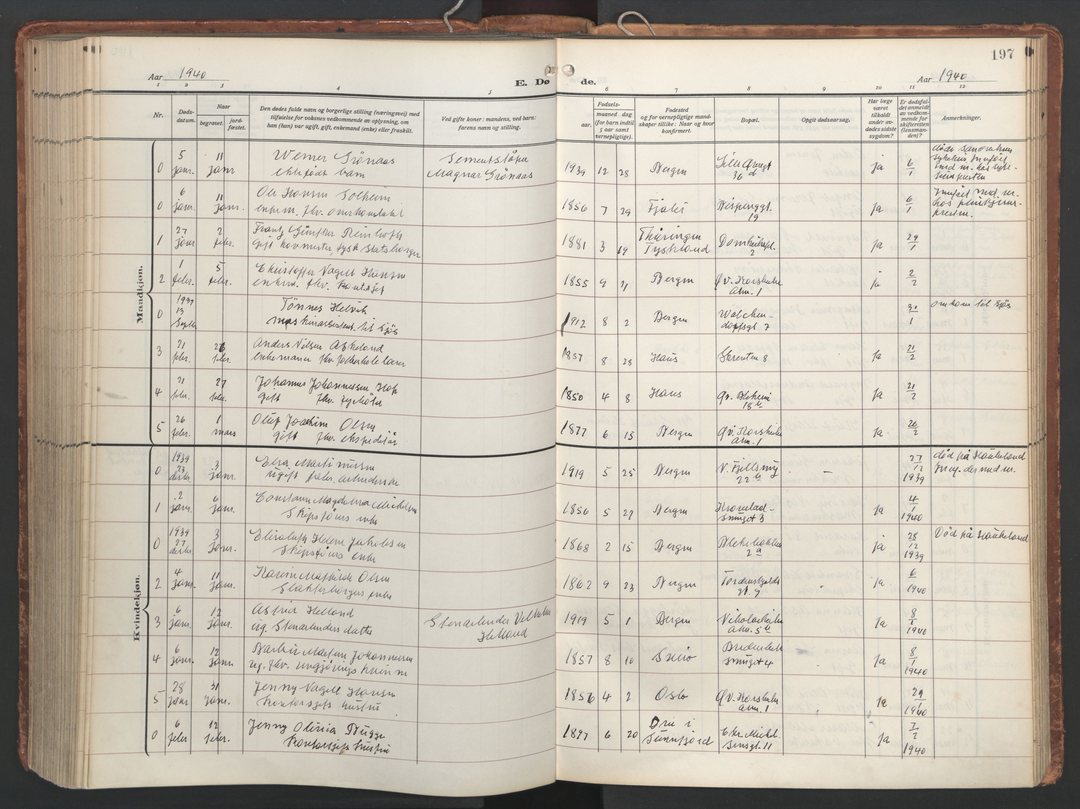 Korskirken sokneprestembete, AV/SAB-A-76101/H/Hab: Klokkerbok nr. E 5, 1910-1956, s. 196b-197a