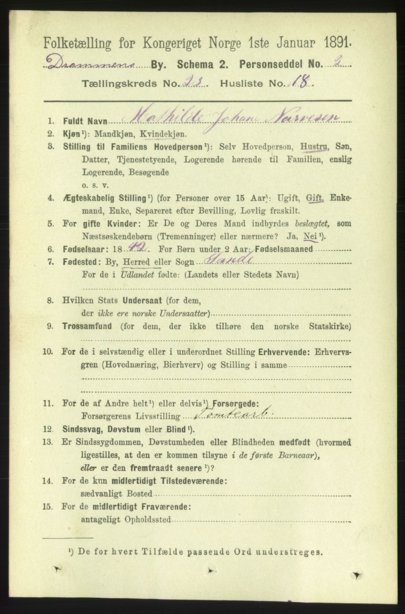 RA, Folketelling 1891 for 0602 Drammen kjøpstad, 1891, s. 14393