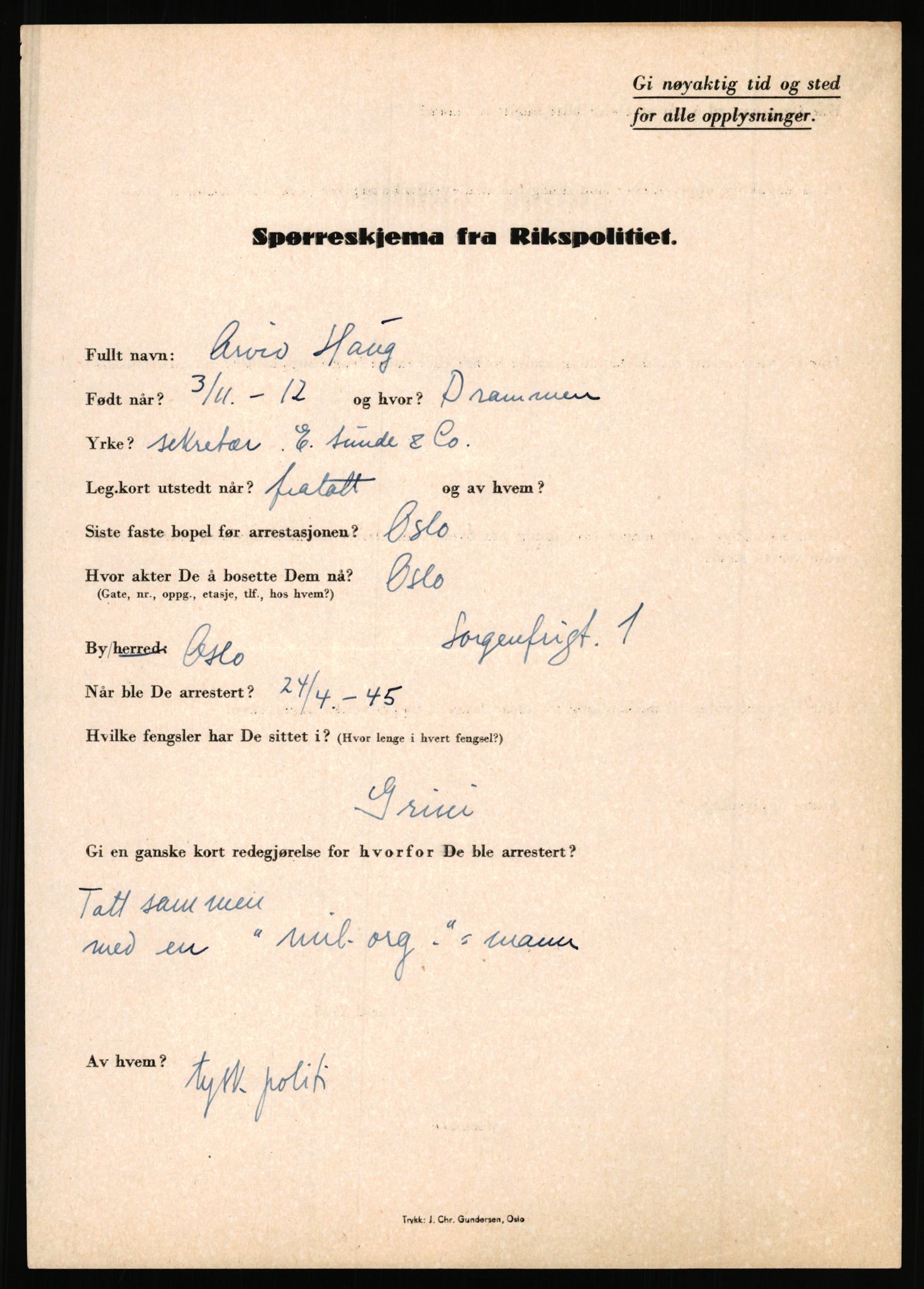 Rikspolitisjefen, AV/RA-S-1560/L/L0006: Hansen, Adolf Boye - Hemstad, Gunnar, 1940-1945, s. 655