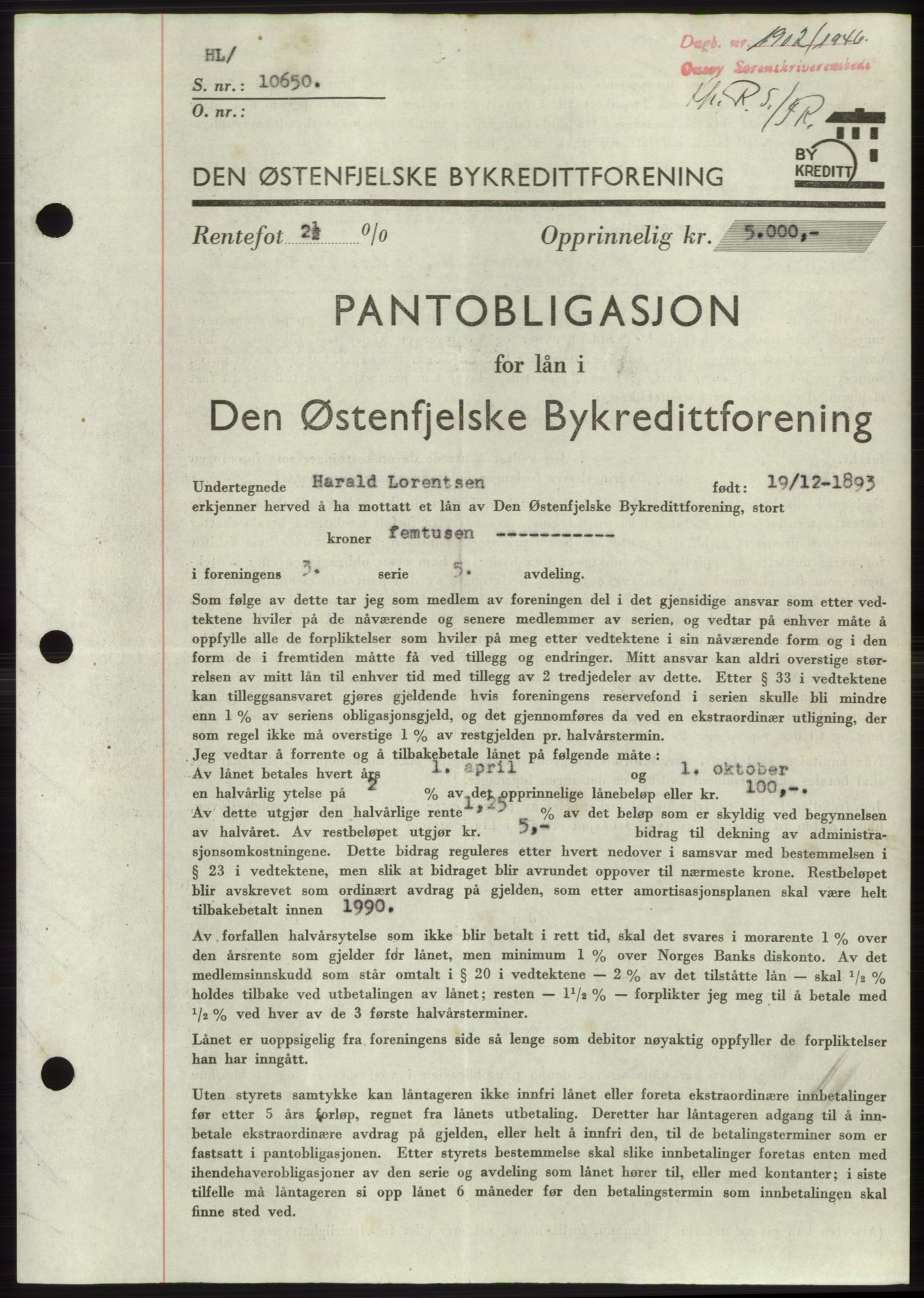 Onsøy sorenskriveri, SAO/A-10474/G/Ga/Gac/L0005: Pantebok nr. B 9-5, 1946-1947, Dagboknr: 1902/1946