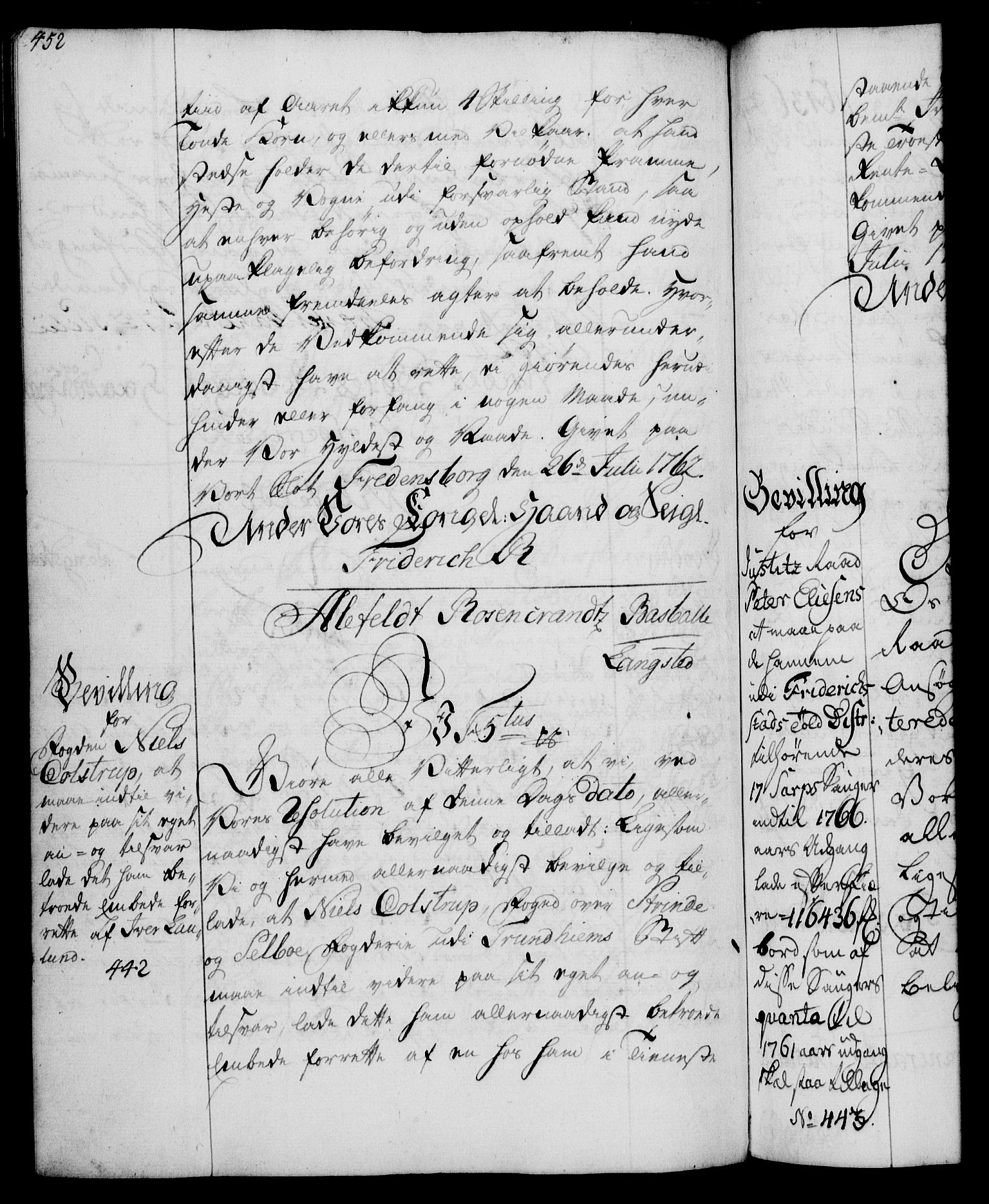 Rentekammeret, Kammerkanselliet, RA/EA-3111/G/Gg/Gga/L0007: Norsk ekspedisjonsprotokoll med register (merket RK 53.7), 1759-1768, s. 452