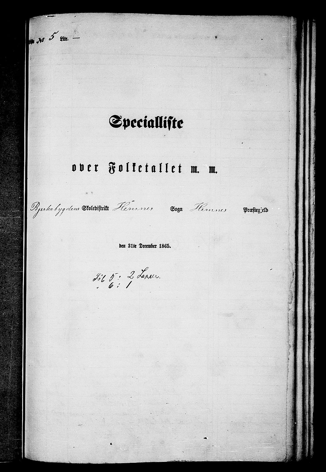 RA, Folketelling 1865 for 1832P Hemnes prestegjeld, 1865, s. 86