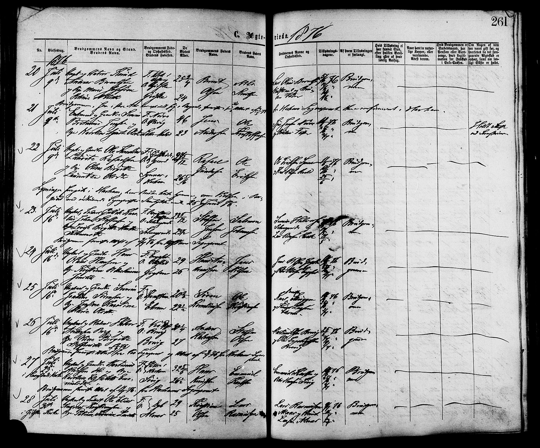 Ministerialprotokoller, klokkerbøker og fødselsregistre - Møre og Romsdal, AV/SAT-A-1454/528/L0399: Ministerialbok nr. 528A10, 1864-1879, s. 261