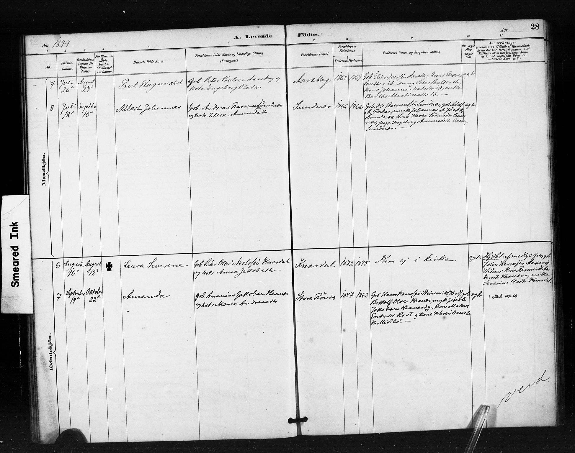 Ministerialprotokoller, klokkerbøker og fødselsregistre - Møre og Romsdal, AV/SAT-A-1454/504/L0056: Ministerialbok nr. 504A03, 1884-1904, s. 28