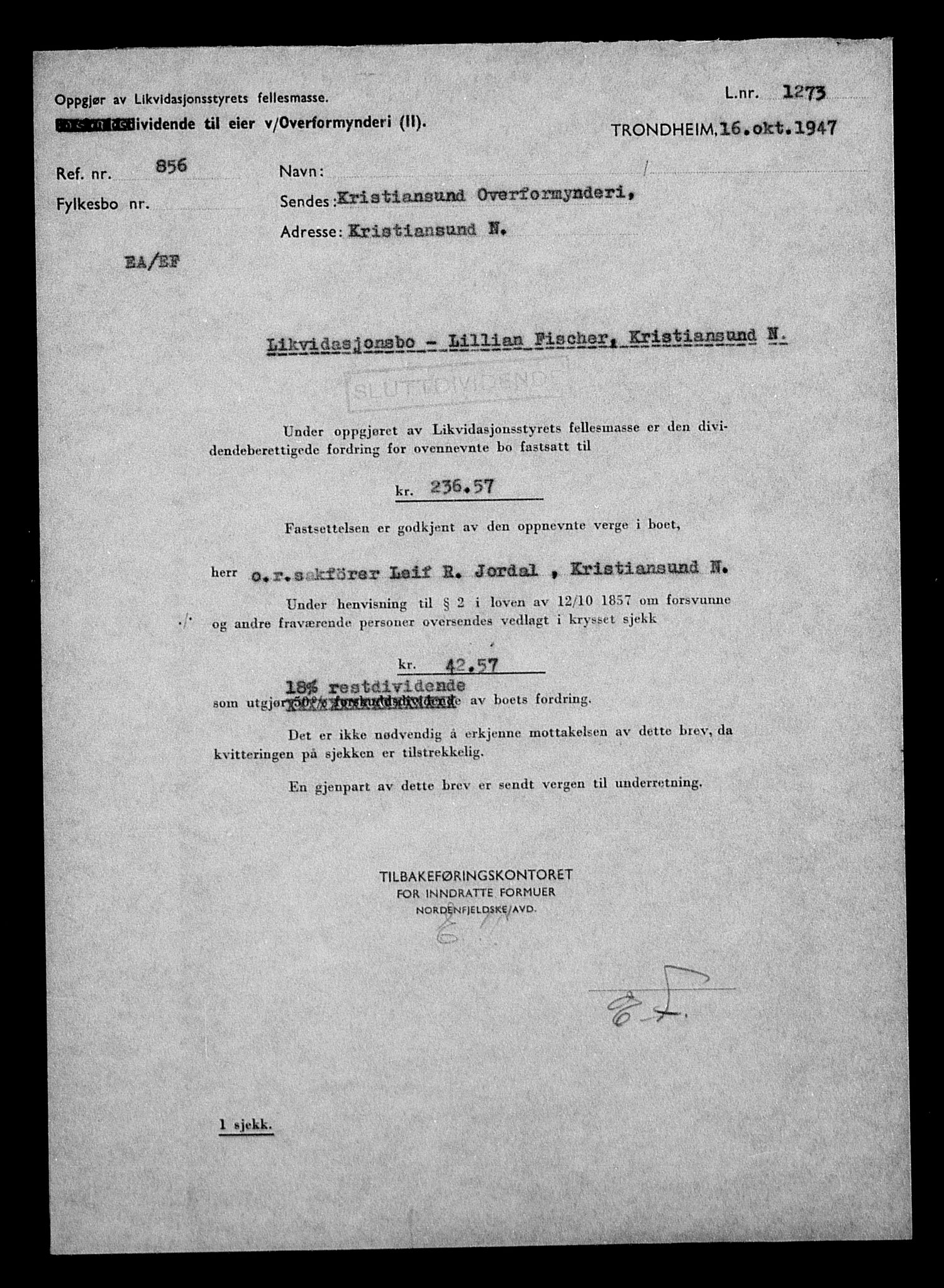 Justisdepartementet, Tilbakeføringskontoret for inndratte formuer, AV/RA-S-1564/H/Hc/Hcb/L0912: --, 1945-1947, s. 892