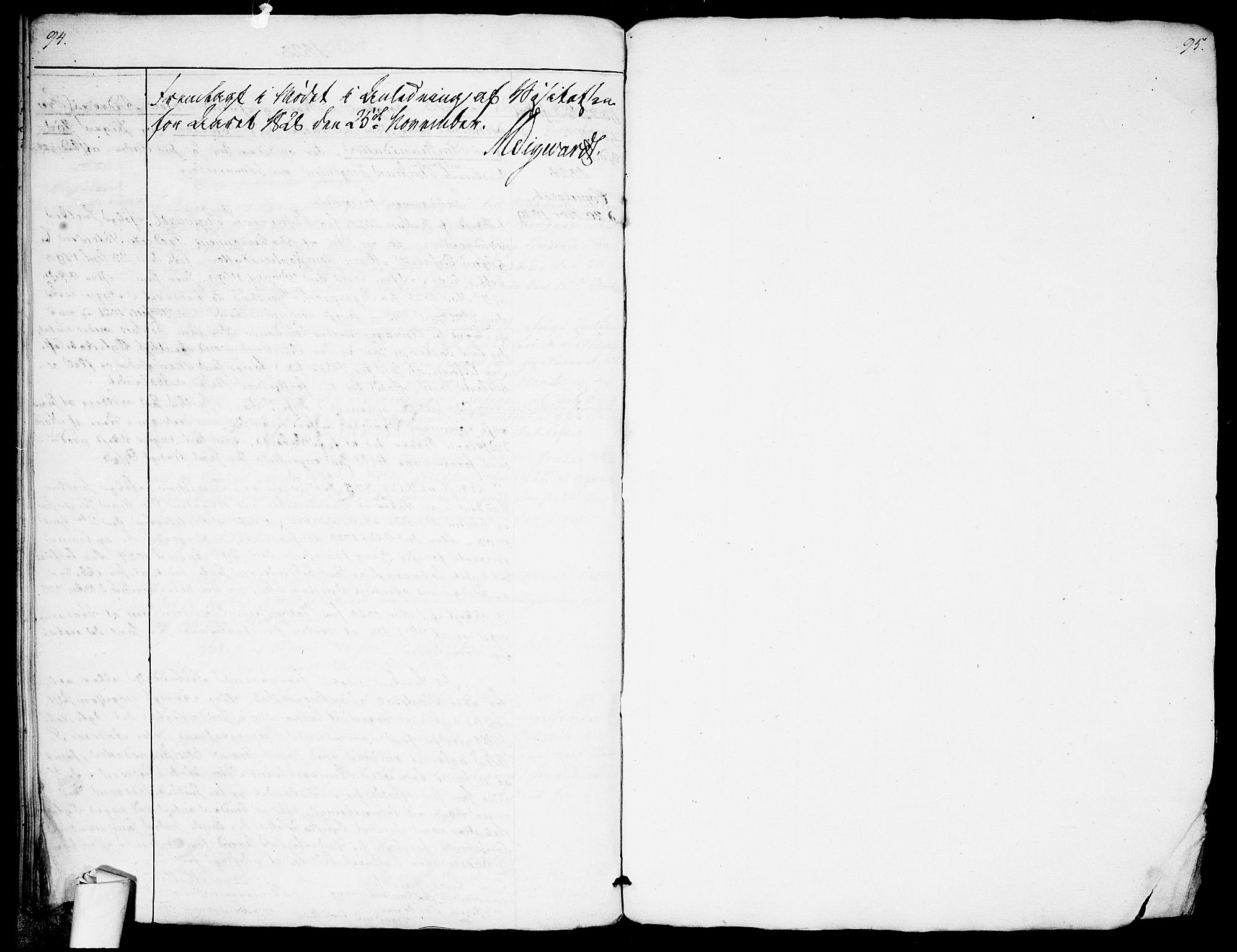 Garnisonsmenigheten Kirkebøker, AV/SAO-A-10846/H/Ha/L0001: Lysningsprotokoll nr. I 1, 1823-1828, s. 94-95