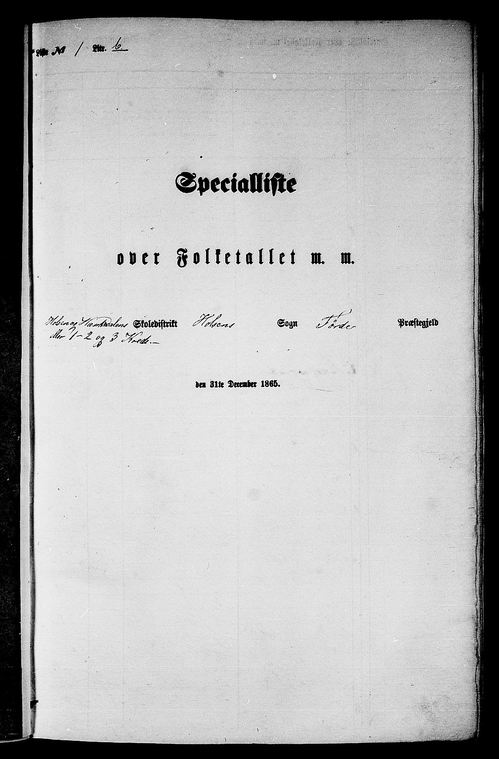 RA, Folketelling 1865 for 1432P Førde prestegjeld, 1865, s. 29