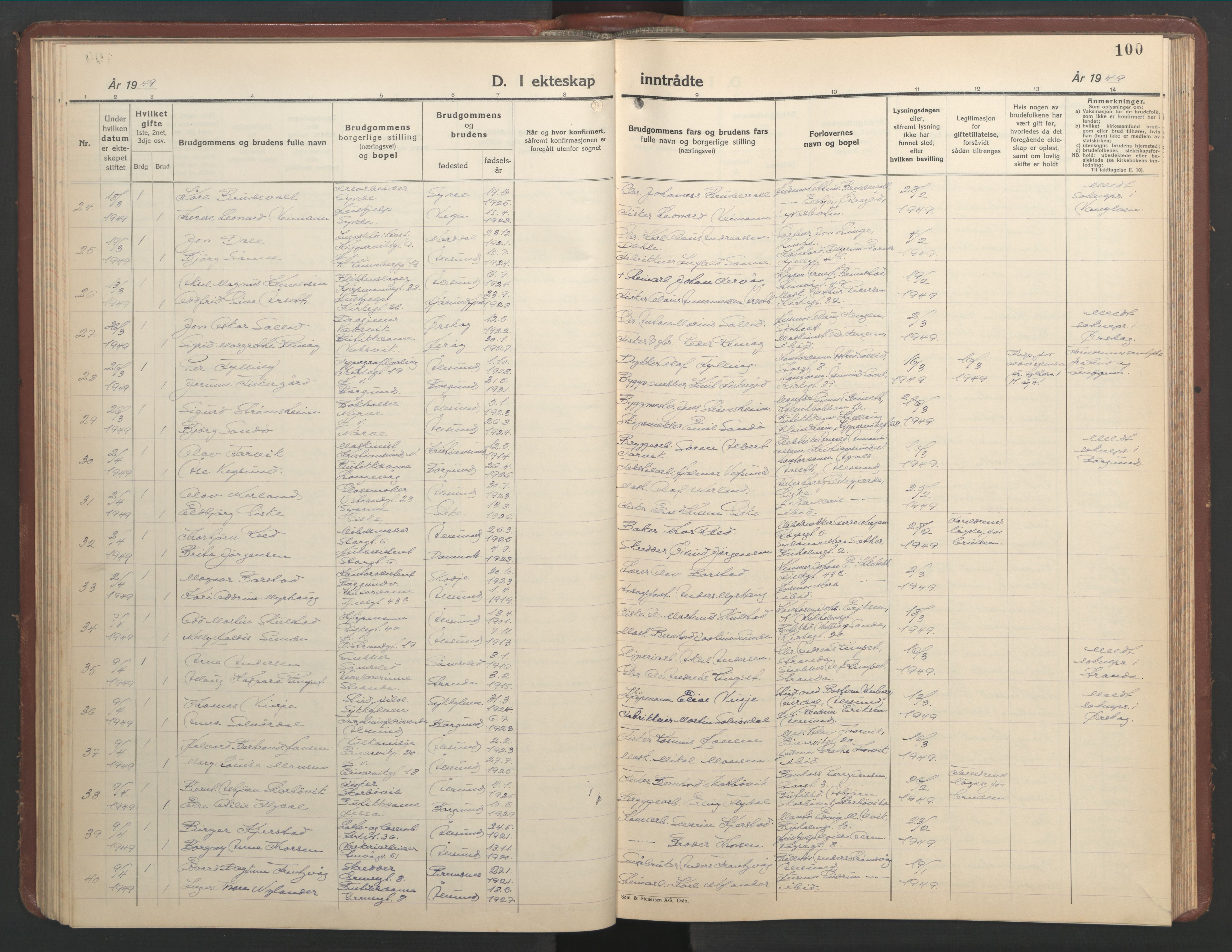 Ministerialprotokoller, klokkerbøker og fødselsregistre - Møre og Romsdal, AV/SAT-A-1454/529/L0479: Klokkerbok nr. 529C16, 1941-1950, s. 100