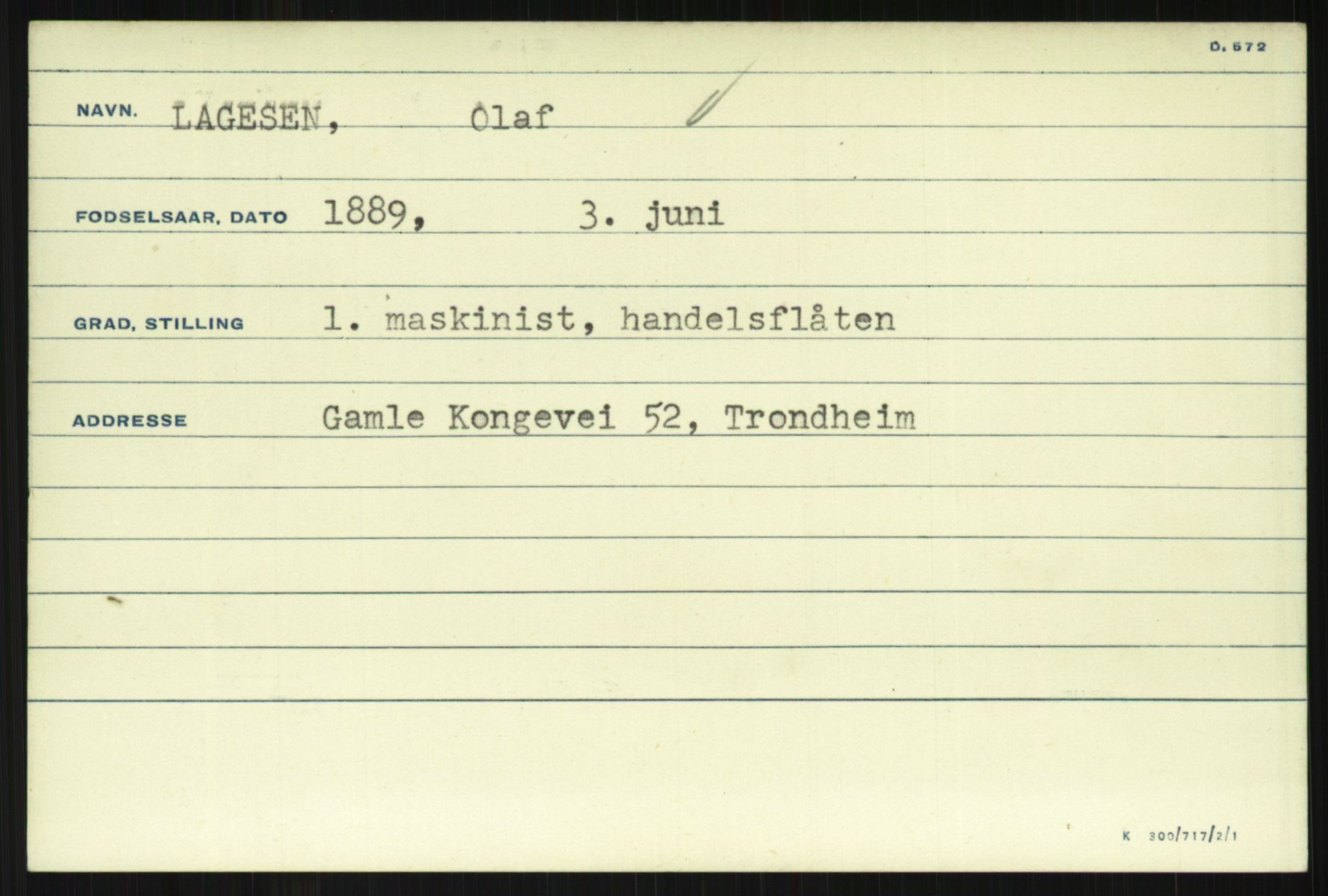 Direktoratet for sjømenn, AV/RA-S-3545/G/Gi/L0007: Kartotek over krigsdekorasjoner tildelt nordmenn under krigen, 1940-1945, s. 321