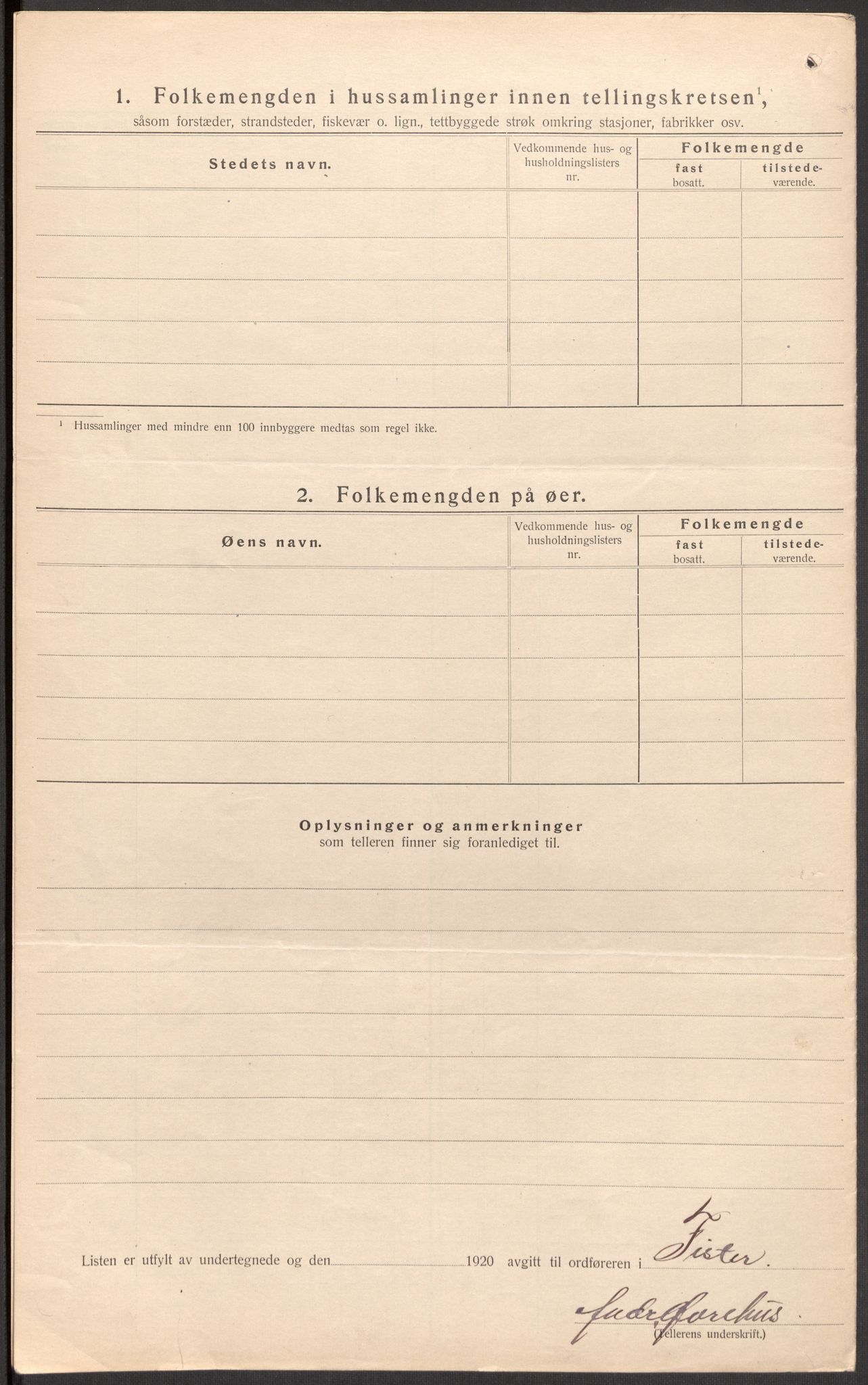 SAST, Folketelling 1920 for 1132 Fister herred, 1920, s. 13