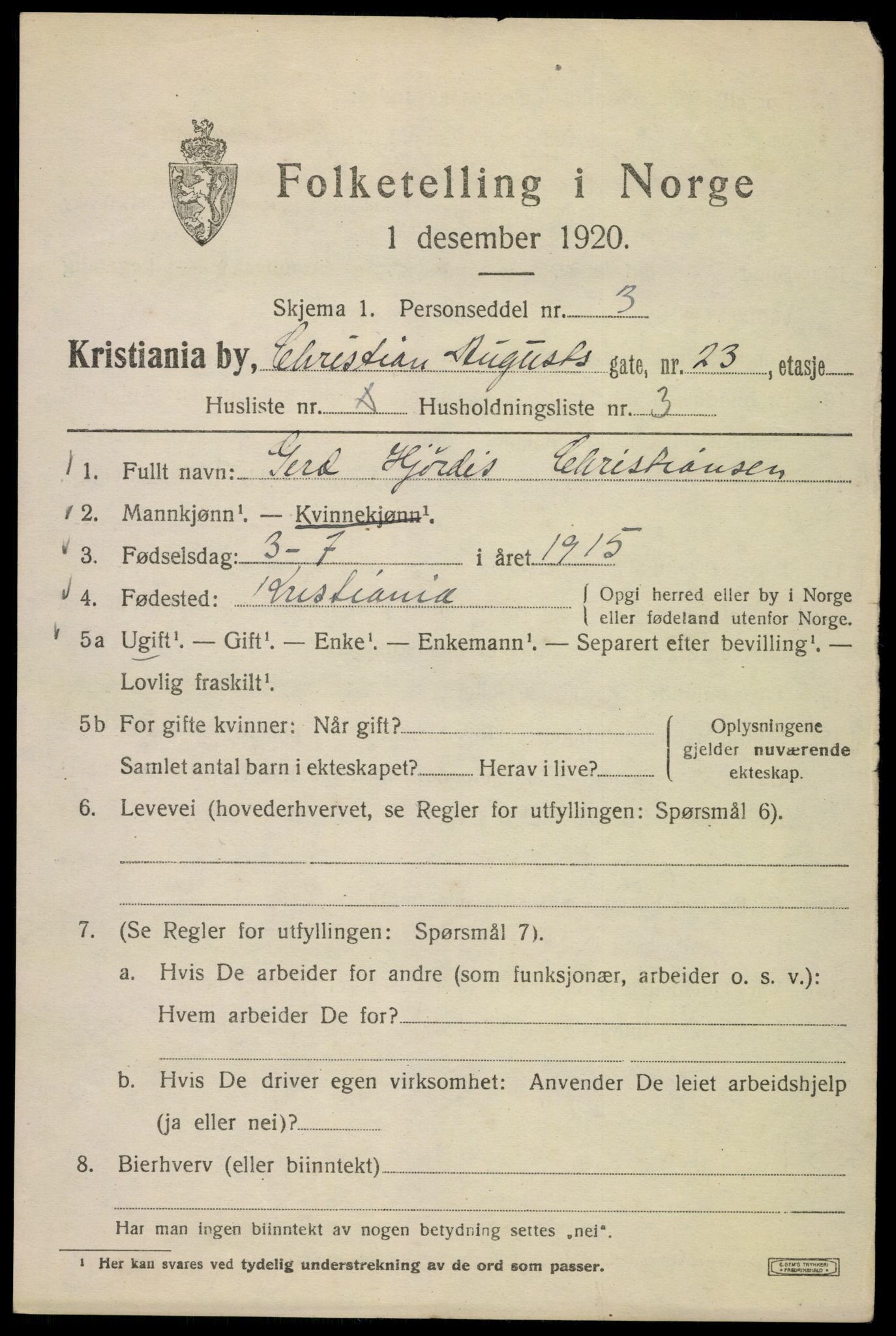 SAO, Folketelling 1920 for 0301 Kristiania kjøpstad, 1920, s. 351749