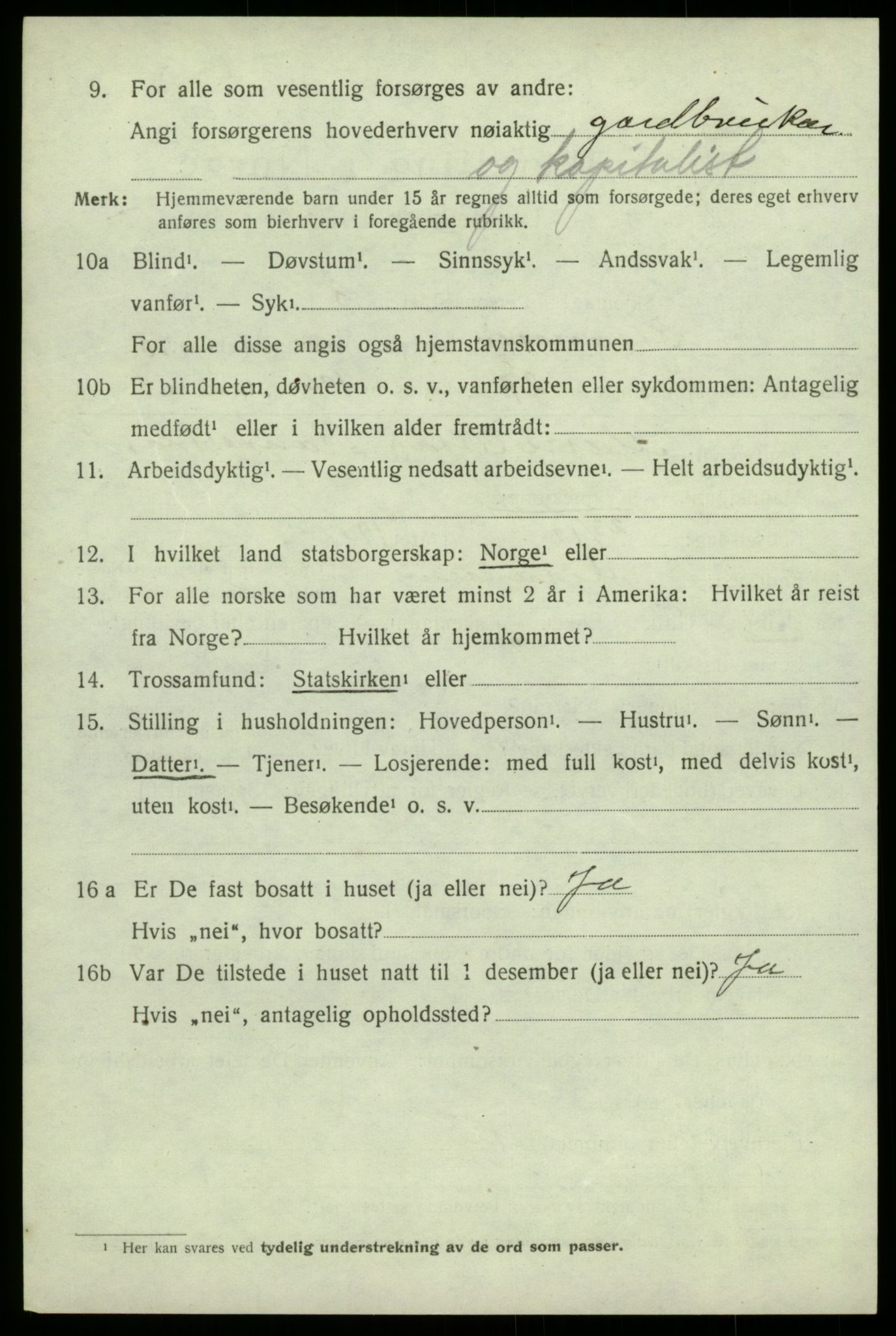 SAB, Folketelling 1920 for 1234 Granvin herred, 1920, s. 1445