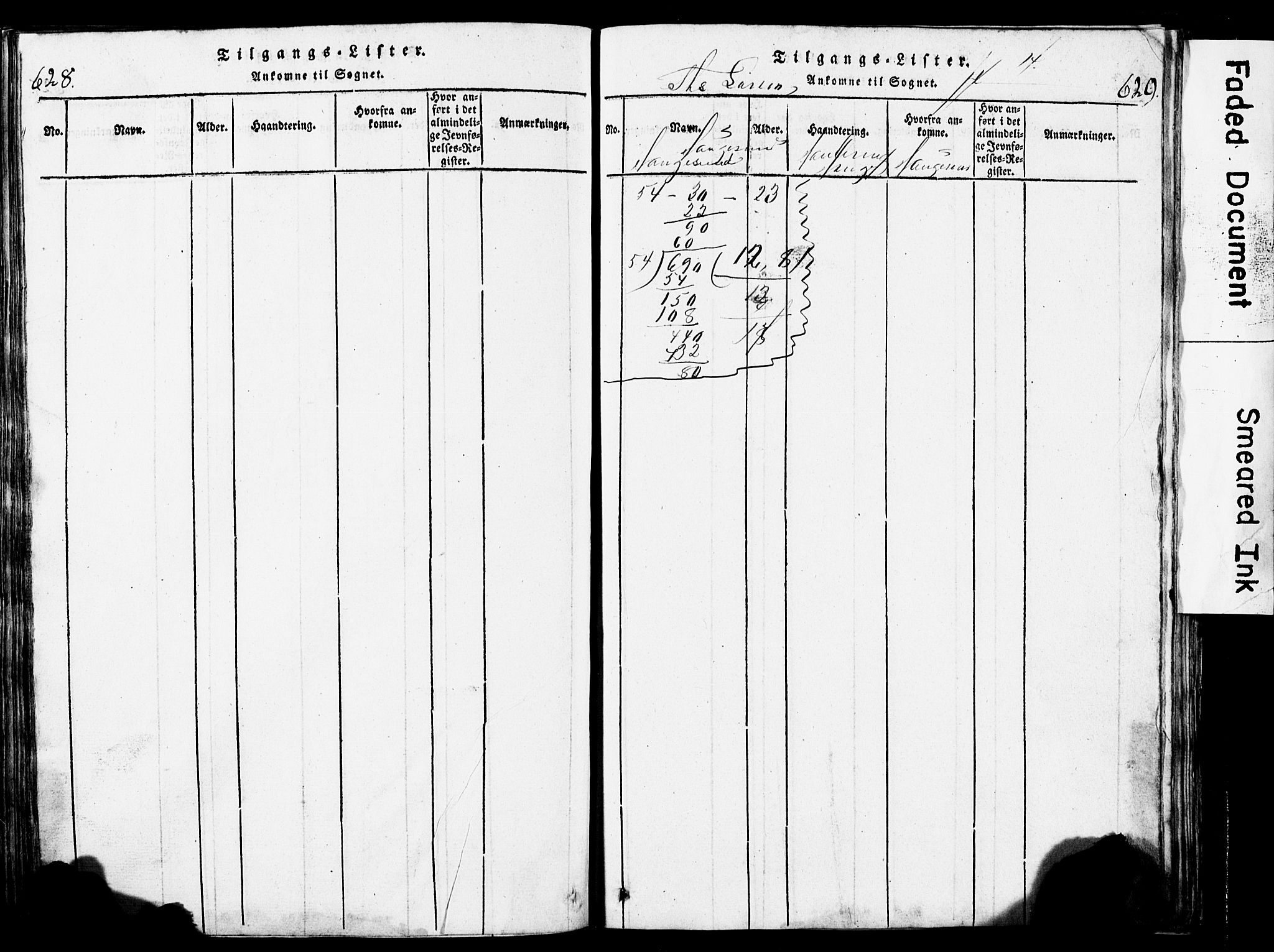 Torvastad sokneprestkontor, SAST/A -101857/H/Ha/Hab/L0002: Klokkerbok nr. B 2, 1817-1834, s. 628-629