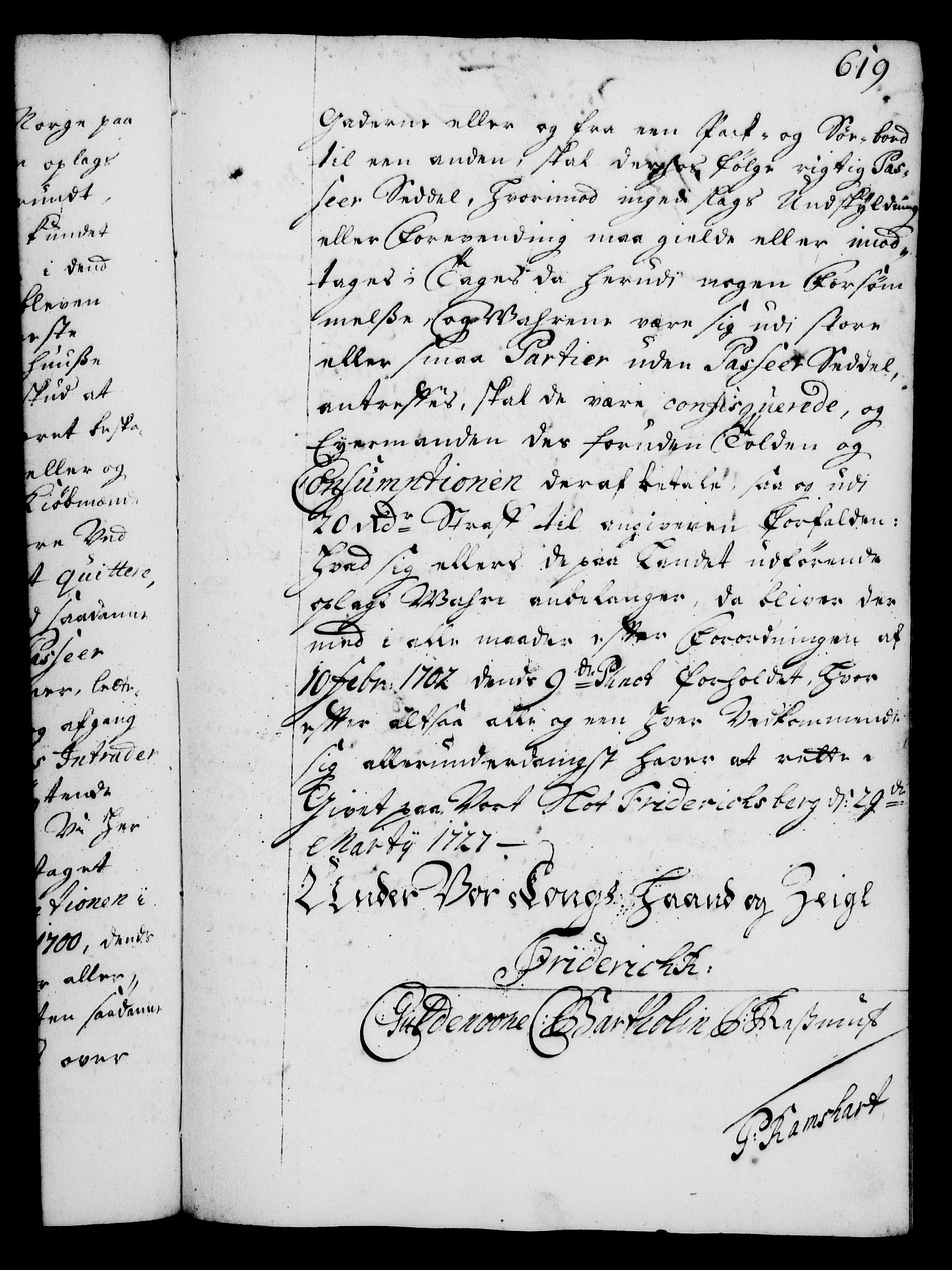 Rentekammeret, Kammerkanselliet, RA/EA-3111/G/Gg/Gga/L0002: Norsk ekspedisjonsprotokoll med register (merket RK 53.2), 1723-1727, s. 619