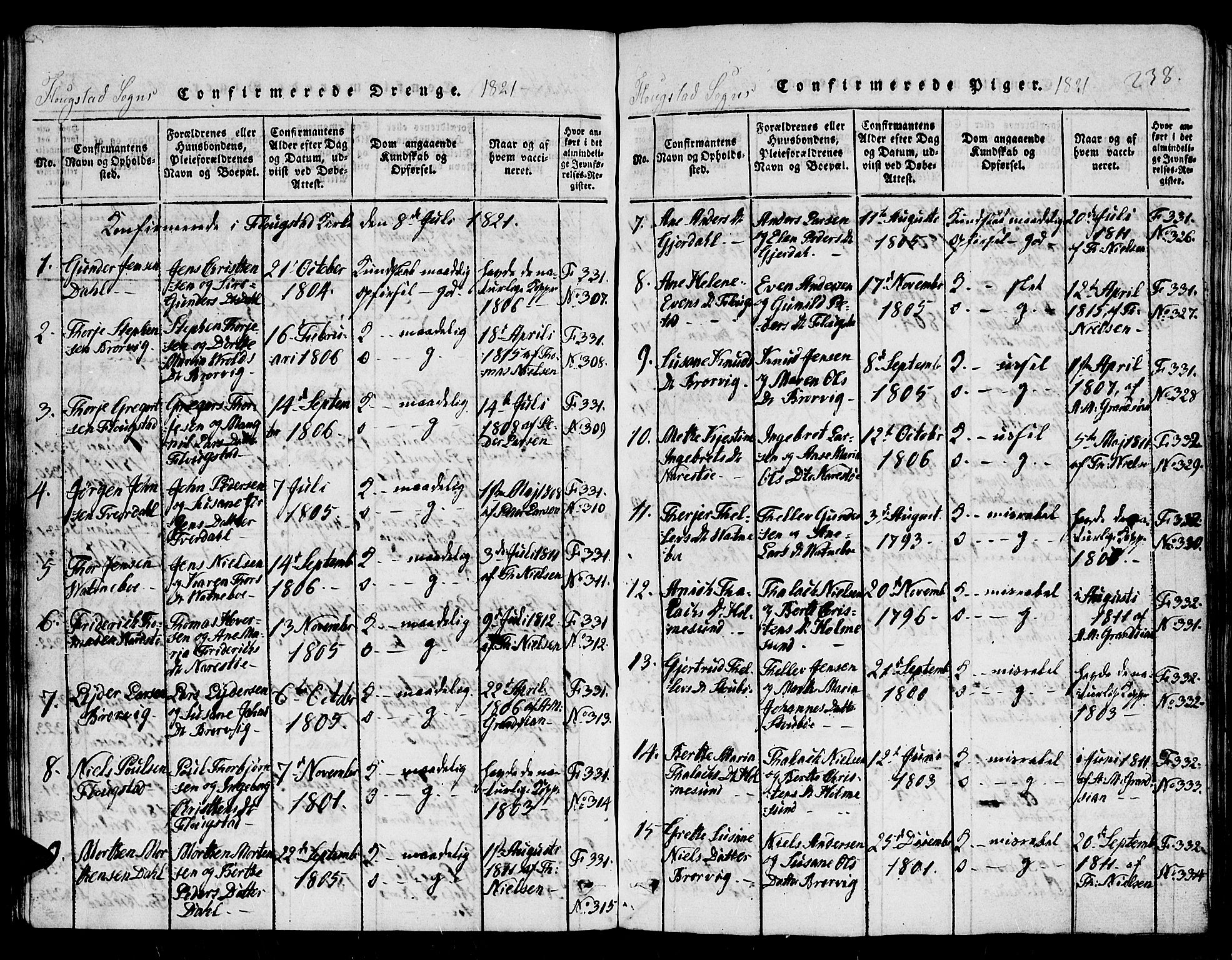 Dypvåg sokneprestkontor, AV/SAK-1111-0007/F/Fb/Fbb/L0001: Klokkerbok nr. B 1, 1816-1850, s. 238