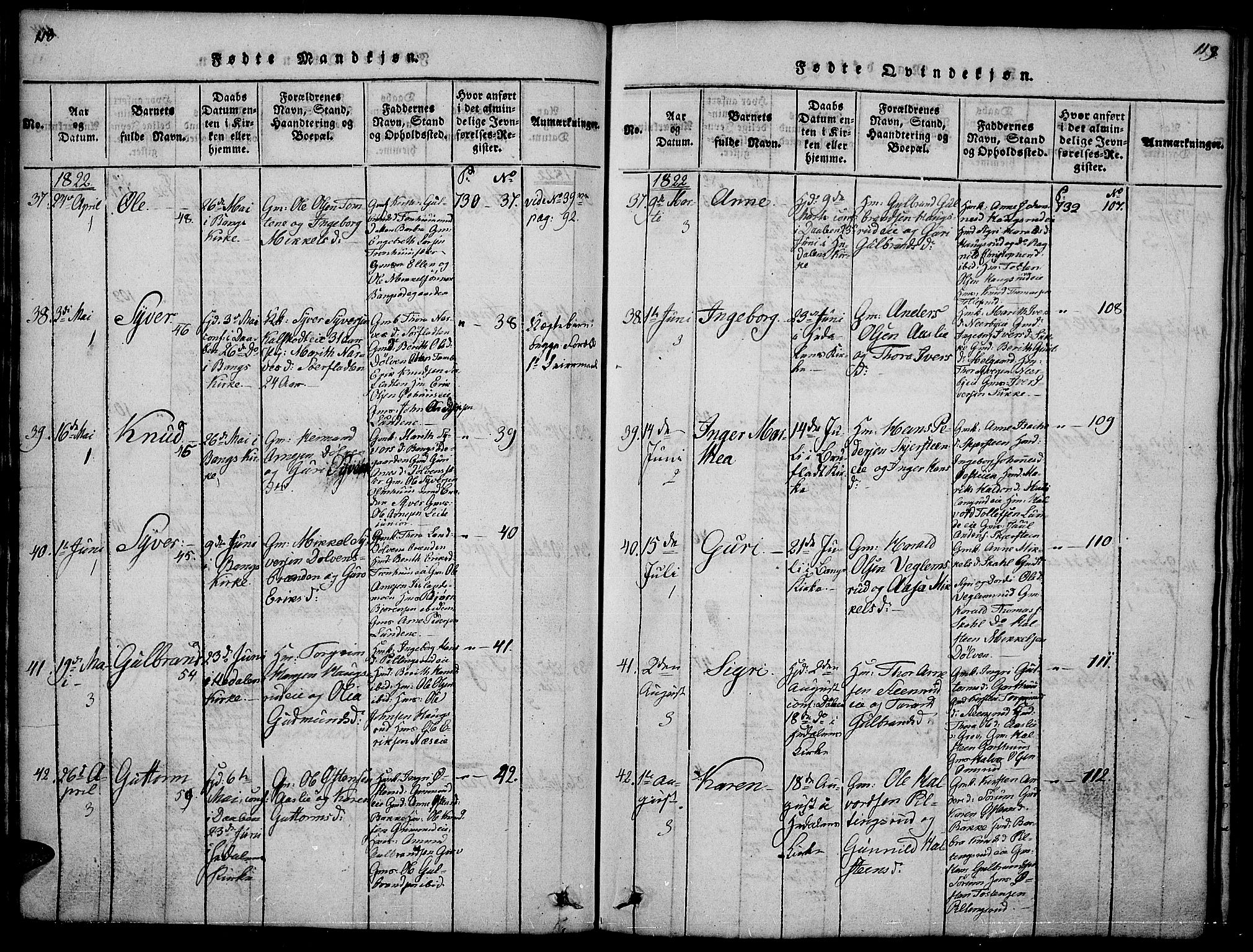 Sør-Aurdal prestekontor, AV/SAH-PREST-128/H/Ha/Hab/L0001: Klokkerbok nr. 1, 1815-1826, s. 118-119