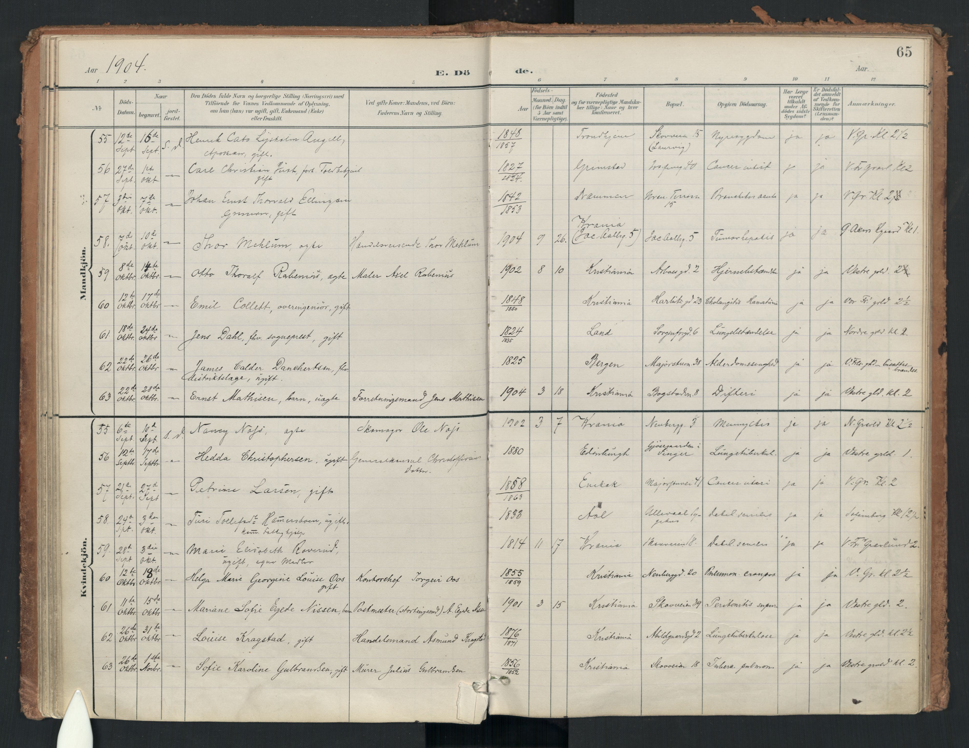 Uranienborg prestekontor Kirkebøker, AV/SAO-A-10877/F/Fa/L0008: Ministerialbok nr. I 8, 1898-1936, s. 65