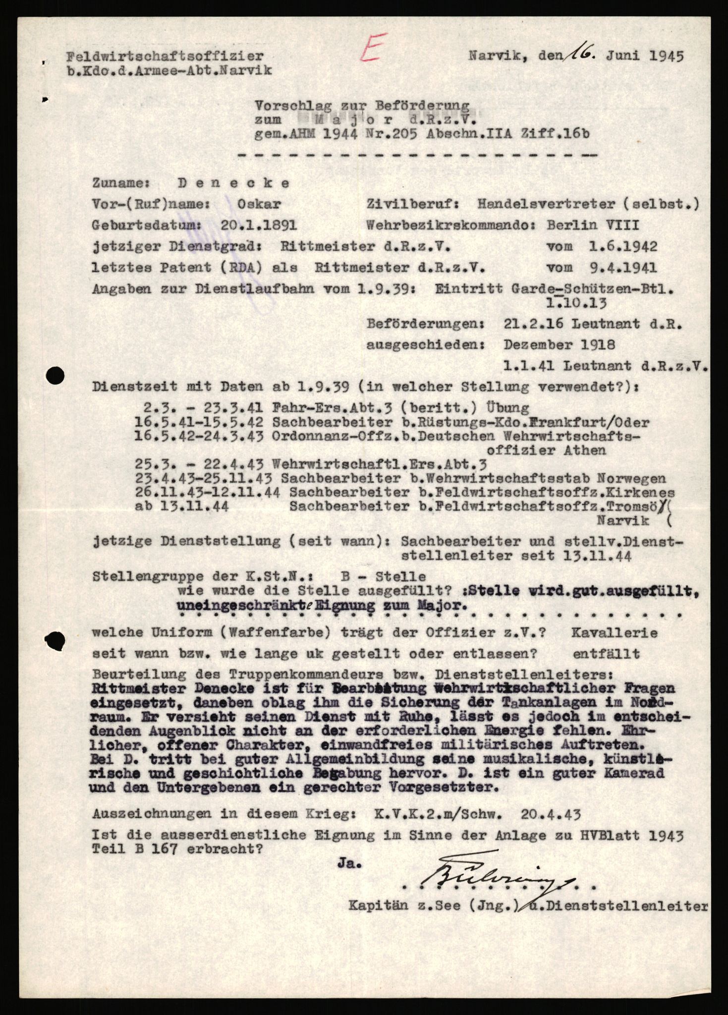 Forsvarets Overkommando. 2 kontor. Arkiv 11.4. Spredte tyske arkivsaker, AV/RA-RAFA-7031/D/Dar/Dara/L0018: Personalbøker, 1940-1945, s. 344