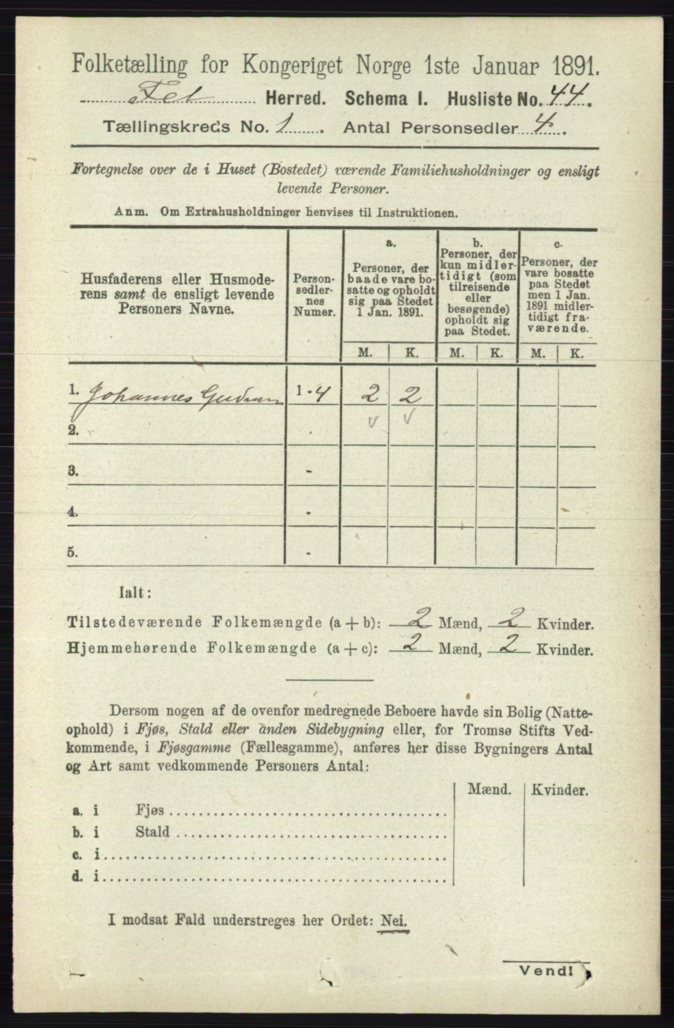 RA, Folketelling 1891 for 0227 Fet herred, 1891, s. 75