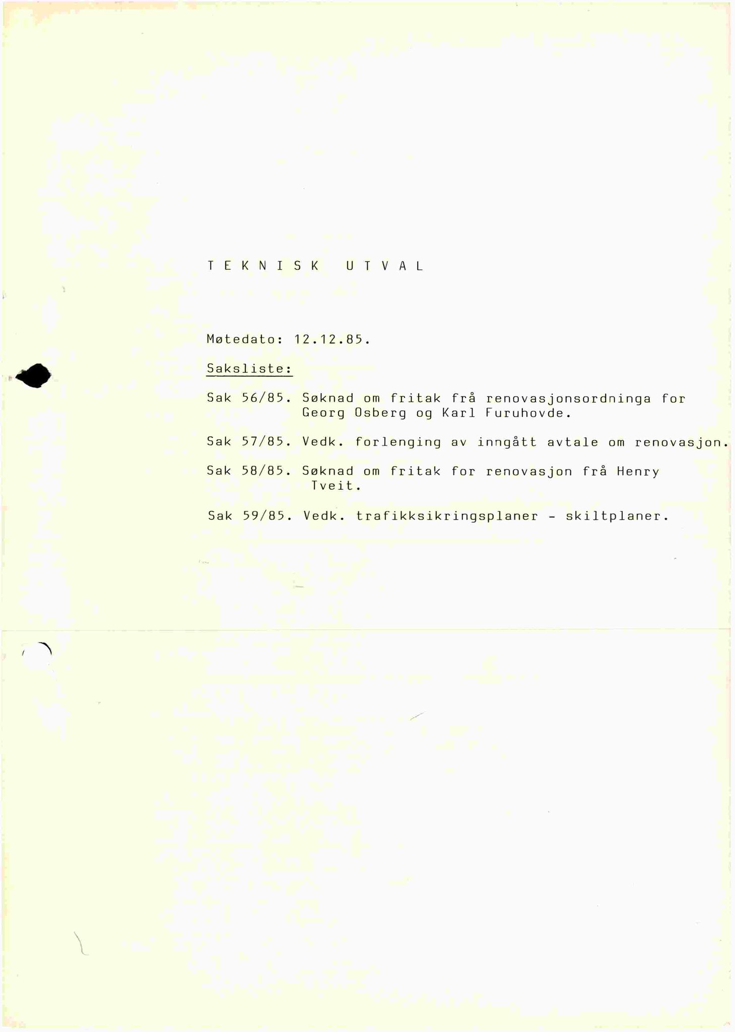 Fitjar kommune. Teknisk utval, IKAH/1222-513/A/Aa/L0002: Møtebok, 1983-1985
