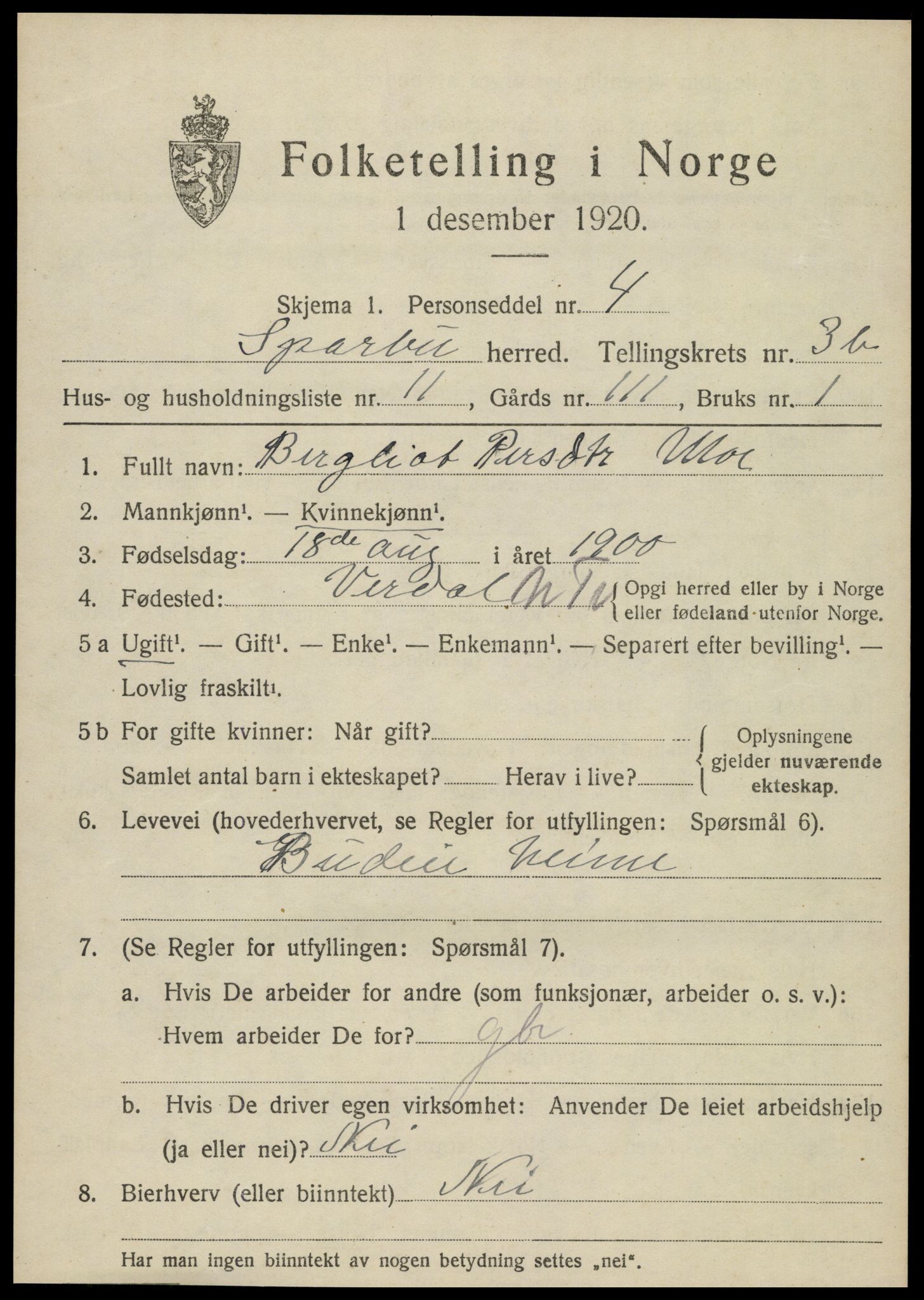 SAT, Folketelling 1920 for 1731 Sparbu herred, 1920, s. 4937