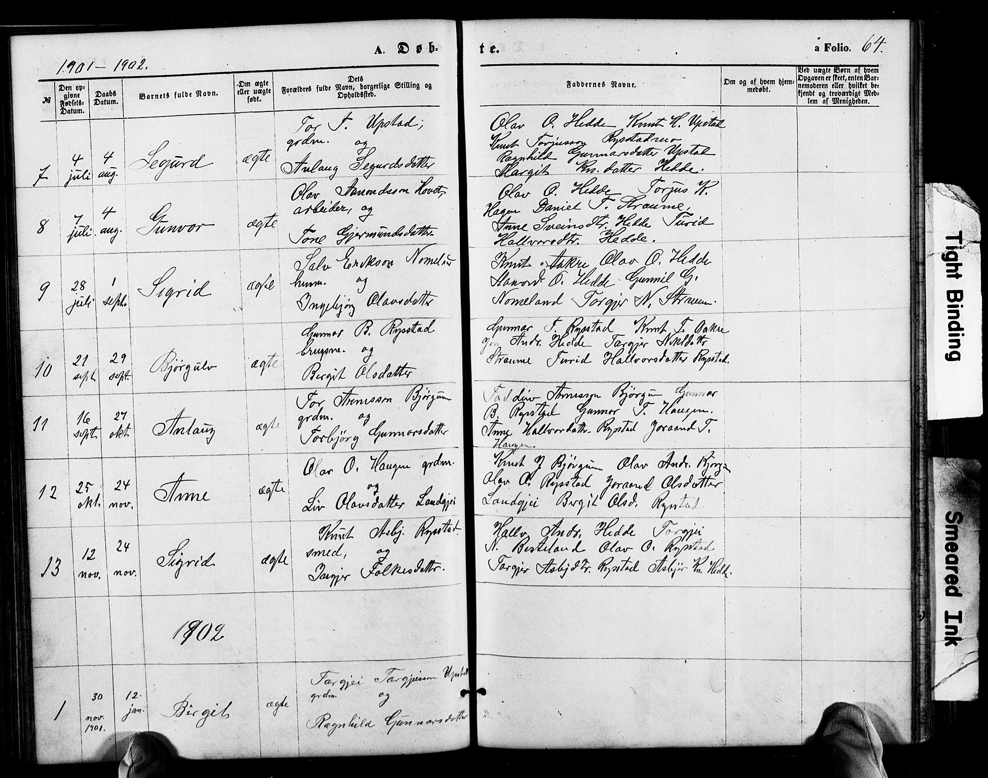 Valle sokneprestkontor, AV/SAK-1111-0044/F/Fb/Fbb/L0002: Klokkerbok nr. B 2, 1875-1921, s. 64