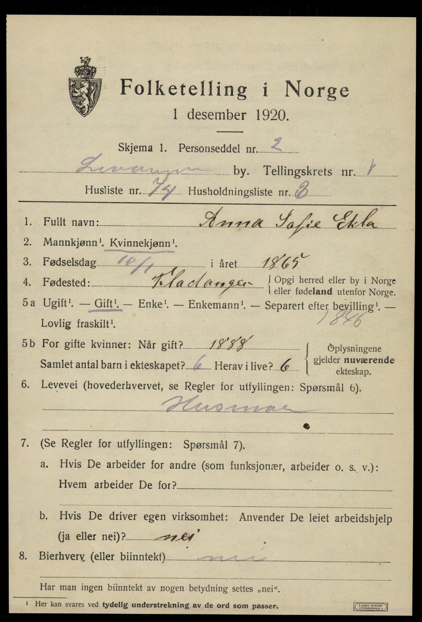 SAT, Folketelling 1920 for 1701 Levanger kjøpstad, 1920, s. 2648