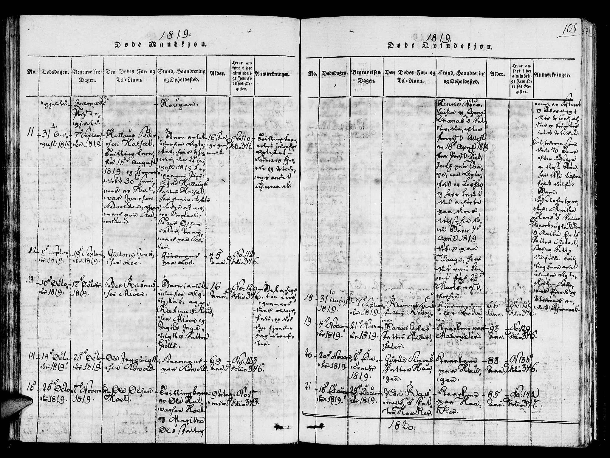 Ministerialprotokoller, klokkerbøker og fødselsregistre - Sør-Trøndelag, AV/SAT-A-1456/678/L0895: Ministerialbok nr. 678A05 /1, 1816-1821, s. 109