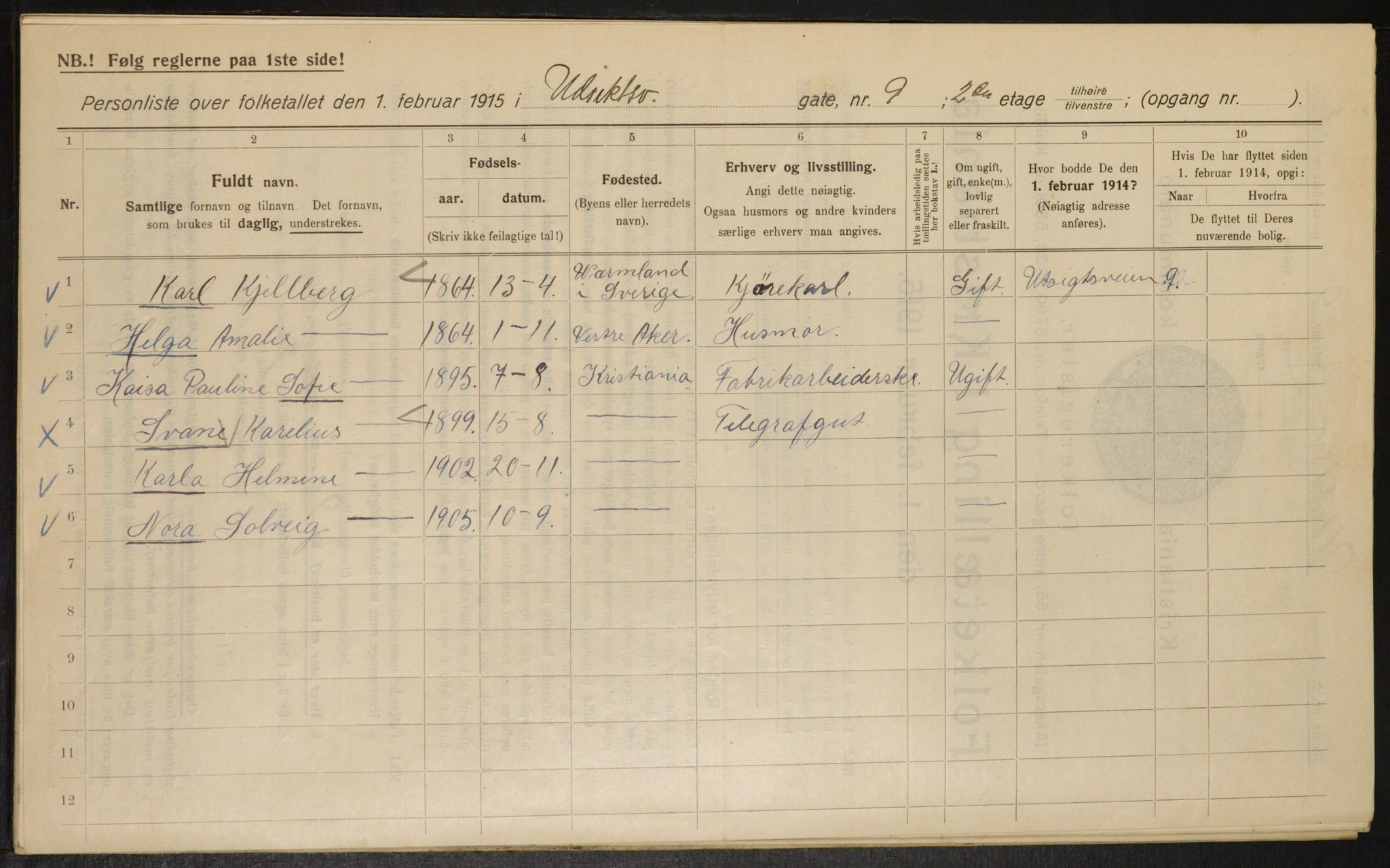 OBA, Kommunal folketelling 1.2.1915 for Kristiania, 1915, s. 121966