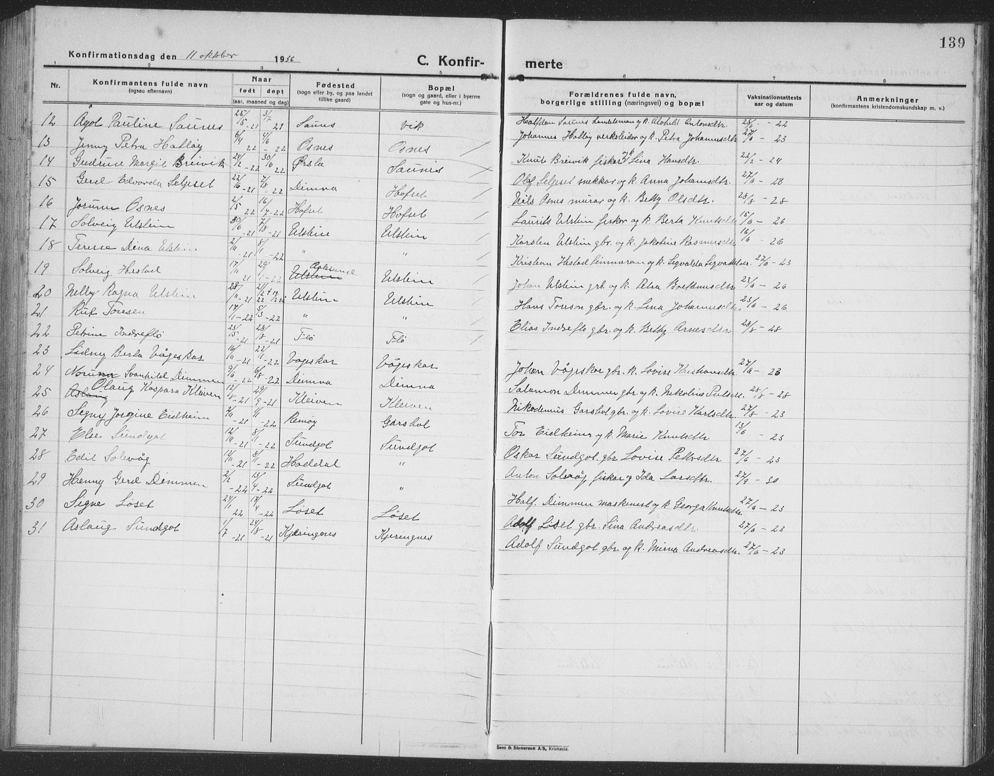 Ministerialprotokoller, klokkerbøker og fødselsregistre - Møre og Romsdal, AV/SAT-A-1454/509/L0113: Klokkerbok nr. 509C03, 1923-1939, s. 139