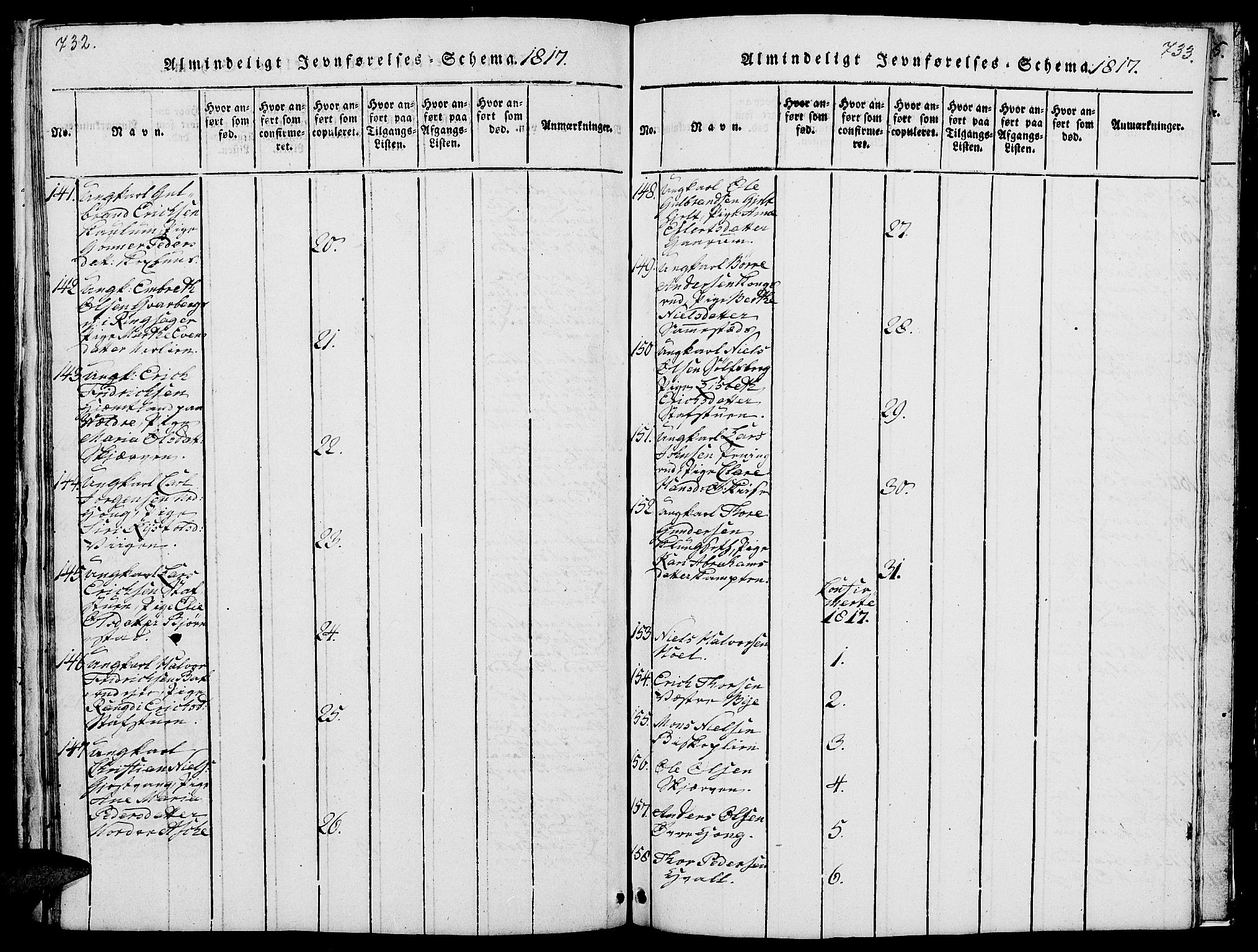 Nes prestekontor, Hedmark, AV/SAH-PREST-020/L/La/L0003: Klokkerbok nr. 3, 1814-1831, s. 732-733